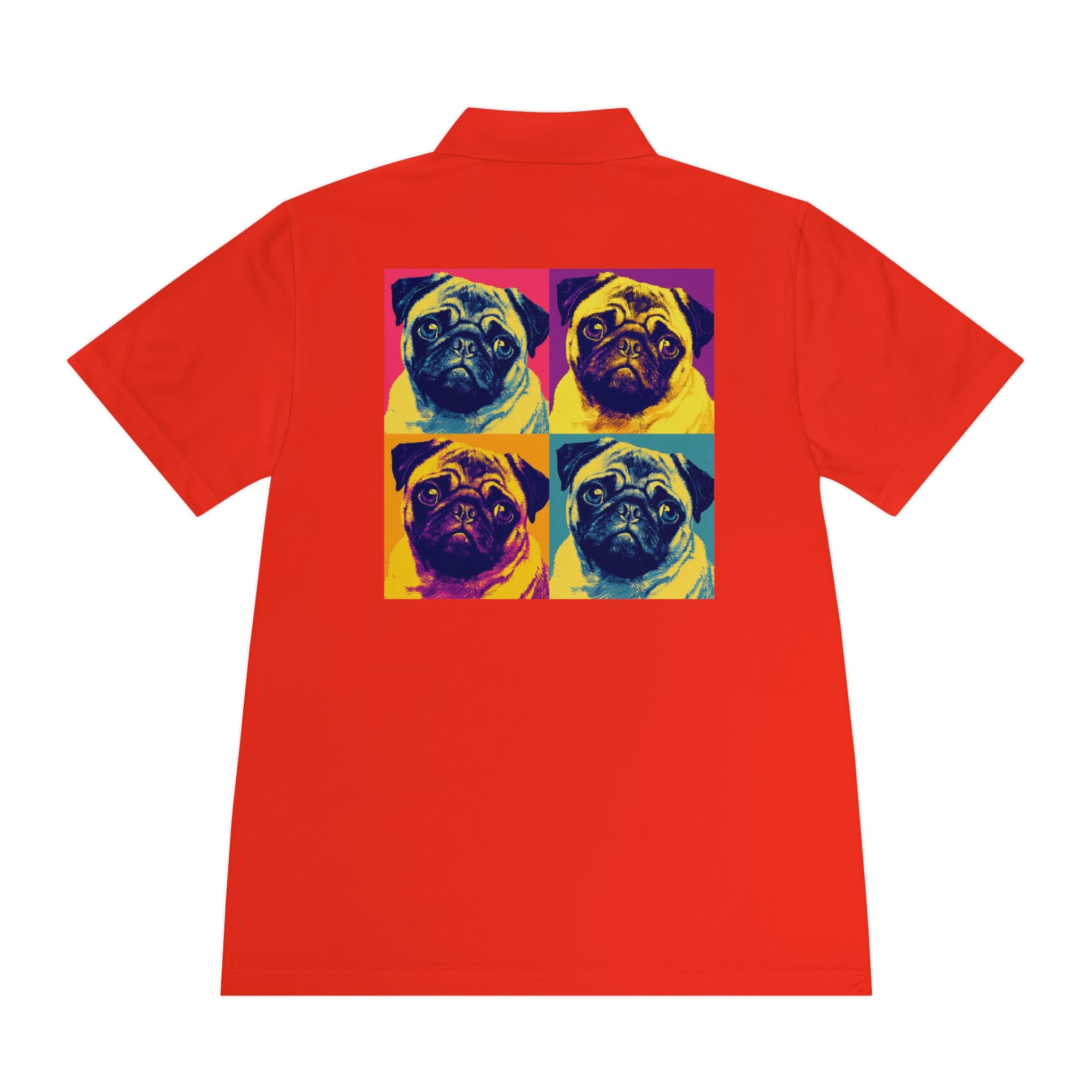 Men's Sport Polo Shirt with Colorful Pug Design, Fun Casual Wear, Dog Lover Gift, Unique Sports Polo, Stylish Outdoor Apparel