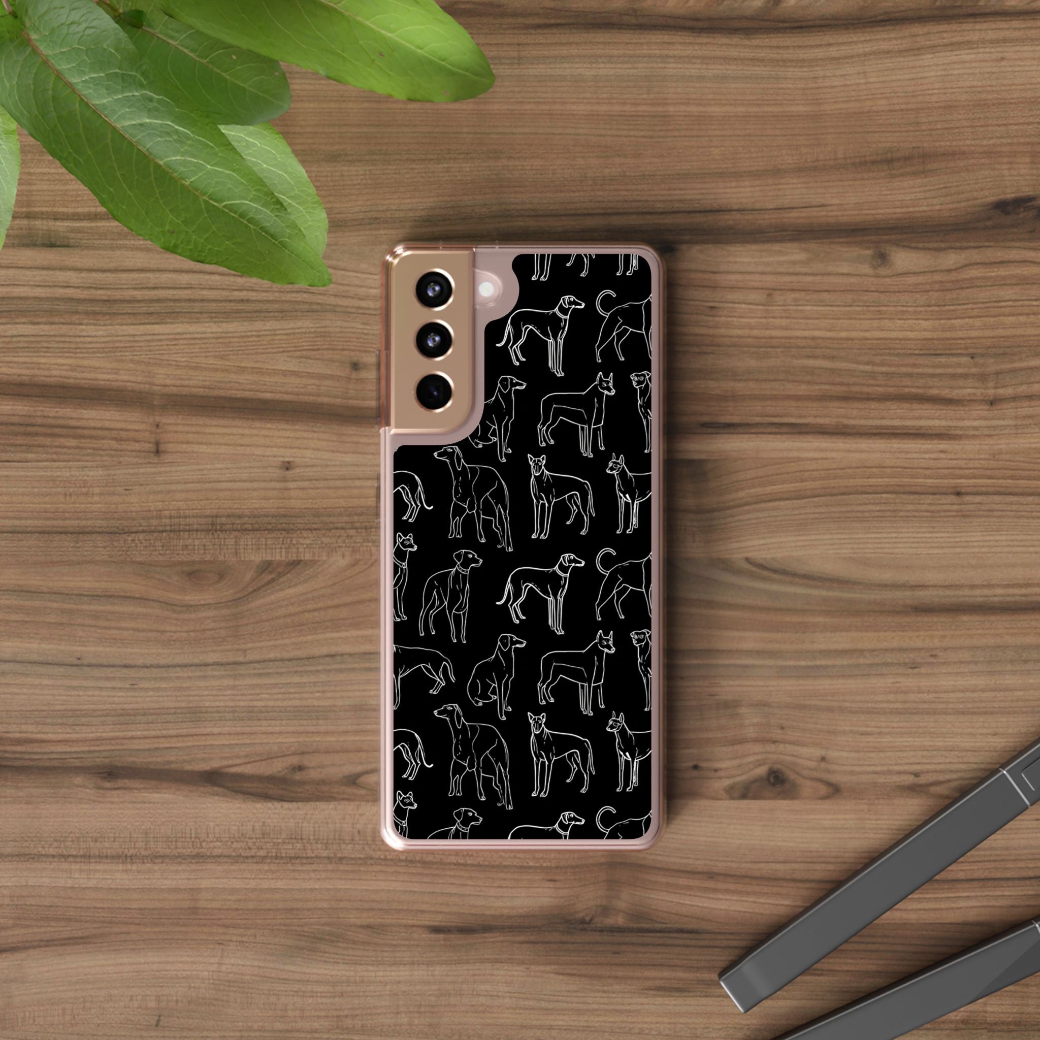 Stylish Dog Print Clear Phone Case, Pet Lover Gift, Customizable Clear Cases, Dog Owner Accessories, Cute Phone Covers