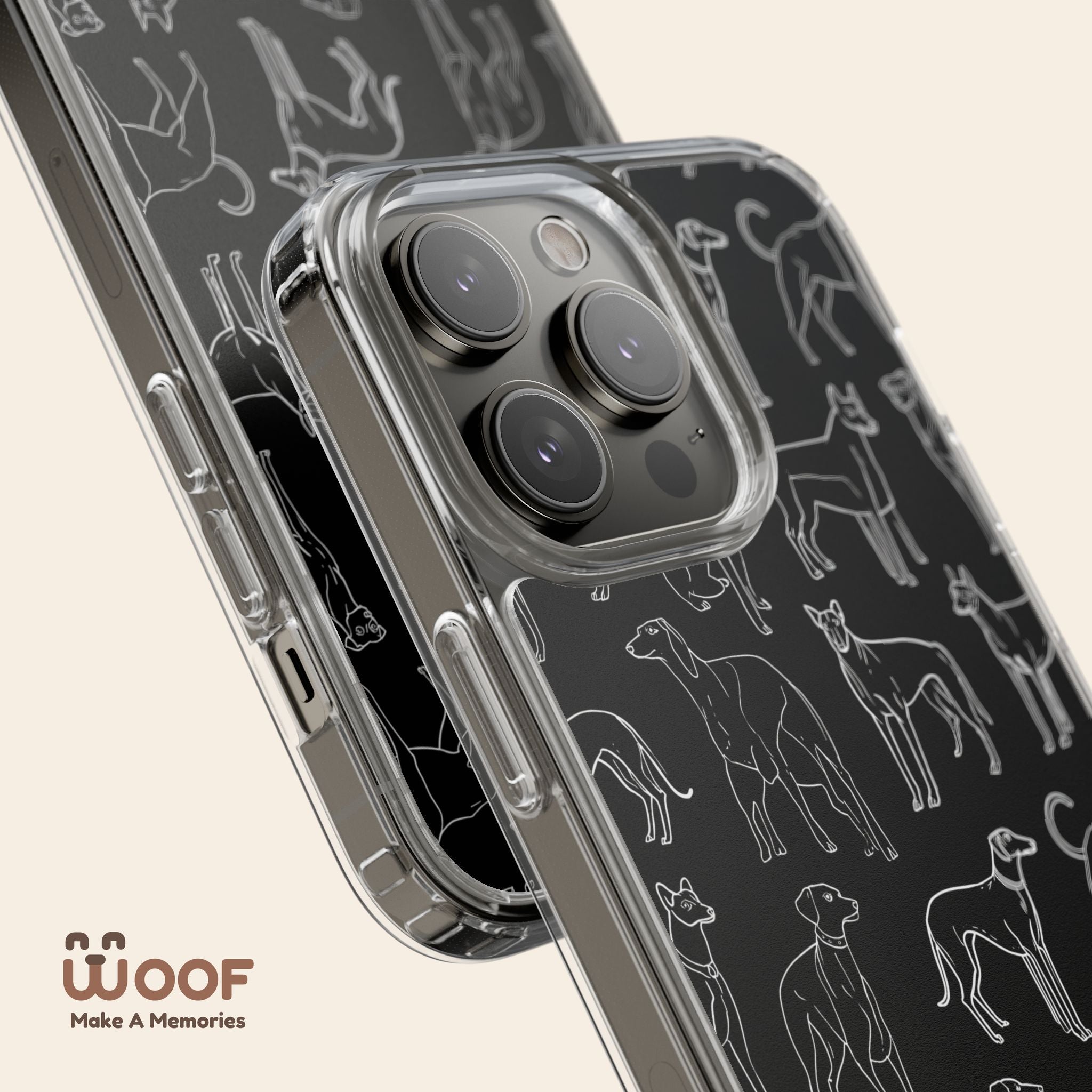 Stylish Dog Print Clear Phone Case, Pet Lover Gift, Customizable Clear Cases, Dog Owner Accessories, Cute Phone Covers