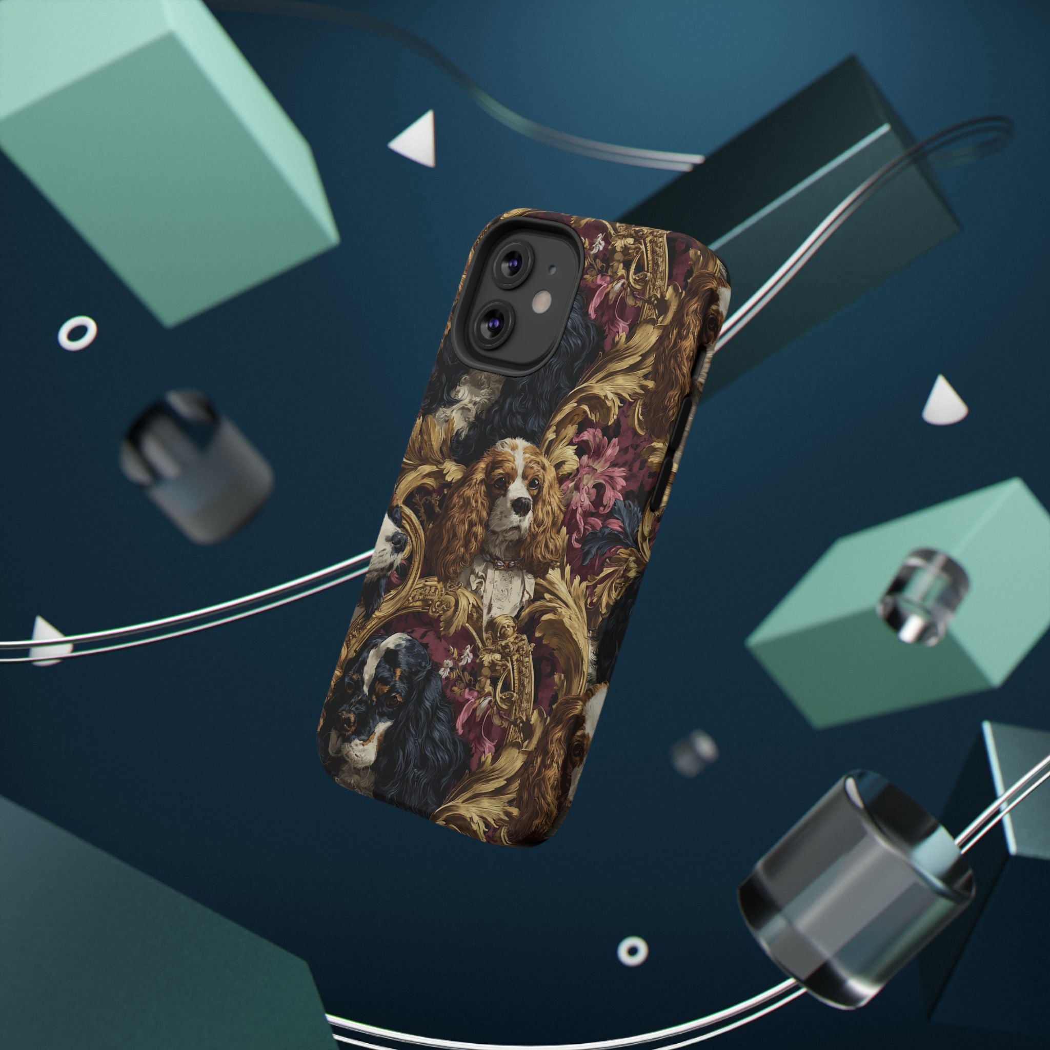 Elegant Pet Portrait Phone Case – Floral Design, Dog Lover Gift, Durable Phone Cover, Unique Art Case, Stylish Accessory