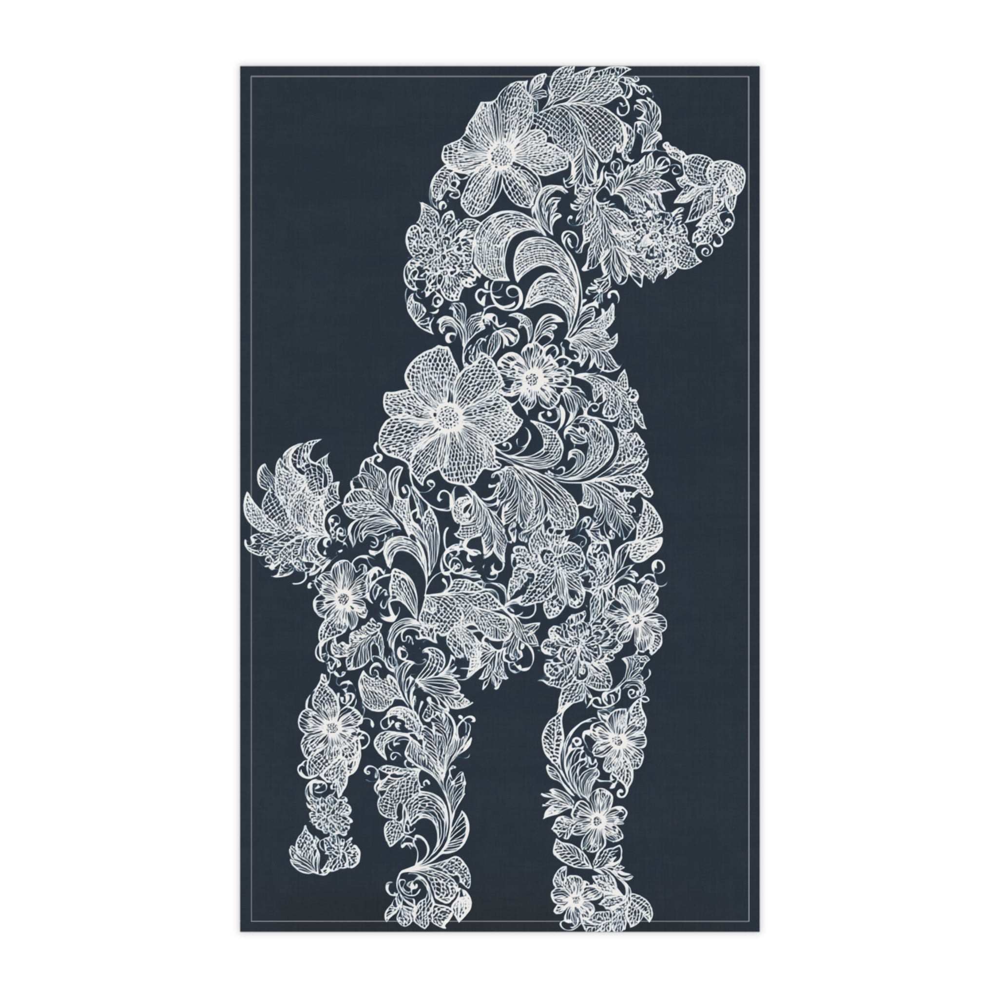 Floral Dog Design Tea Towels - Elegant Cotton Kitchen Décor