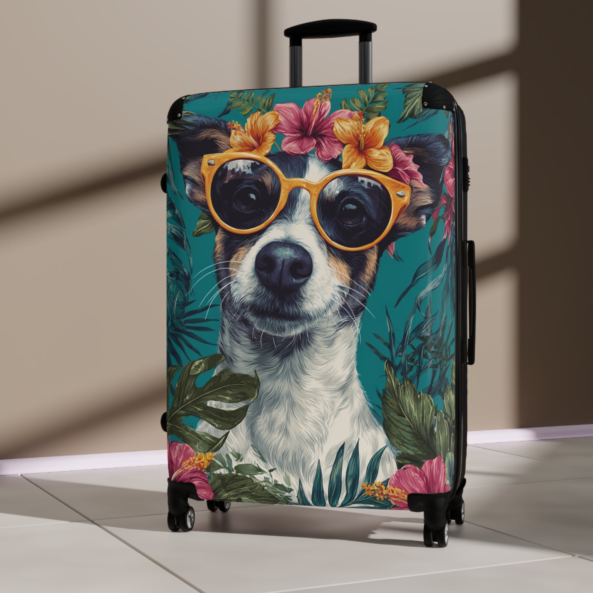 Tropical Dog Luggage Suitcase - Stylish Carry-On with Fun Pet Design