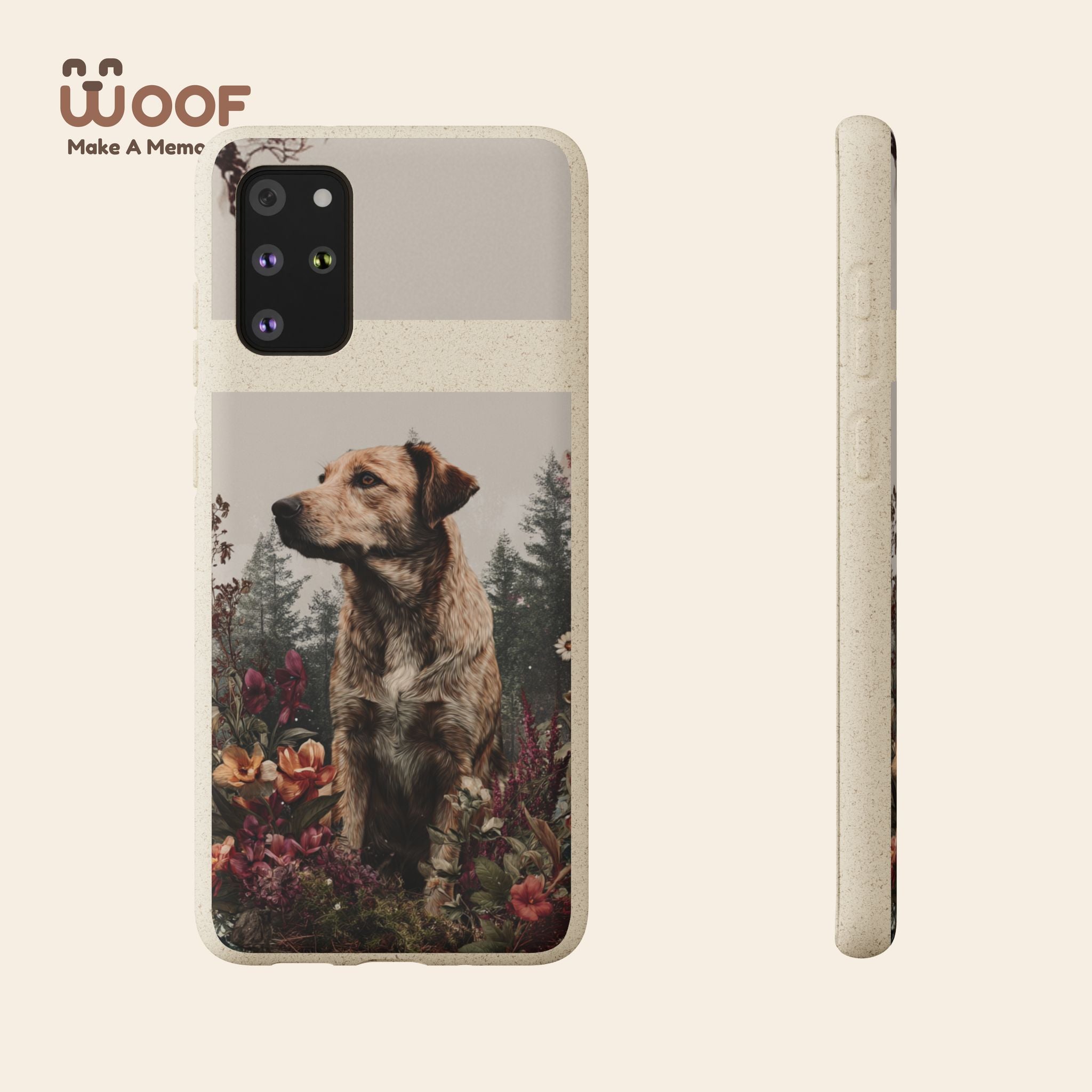 Eco-Friendly Dog Lover Biodegradable Phone Case - Floral Design