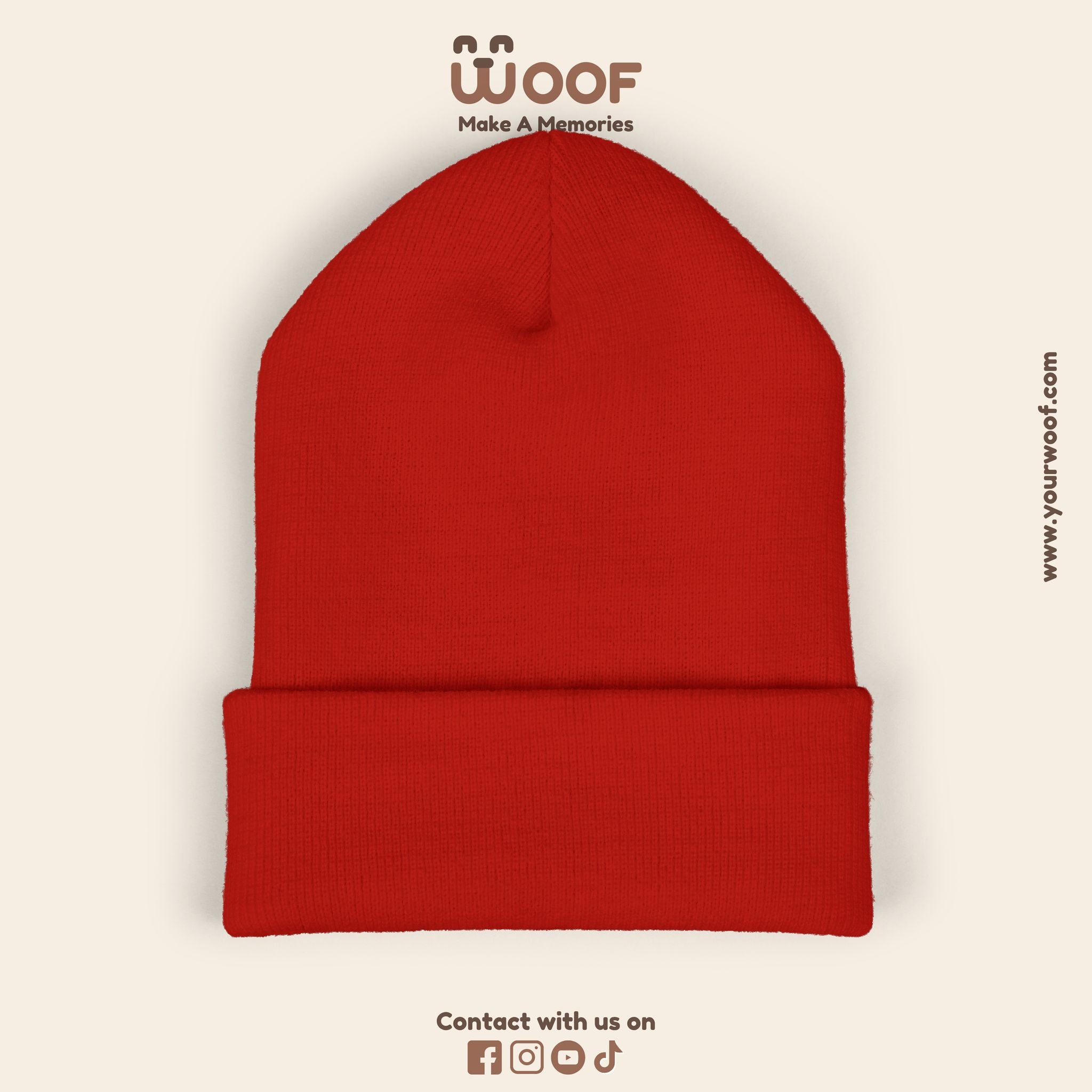 Classic Cuffed Beanie with 'Woof' Embroidery - Perfect for Dog Lovers, Winter Wear, Gift for Pet Owners, Cozy Accessory, Everyday Style