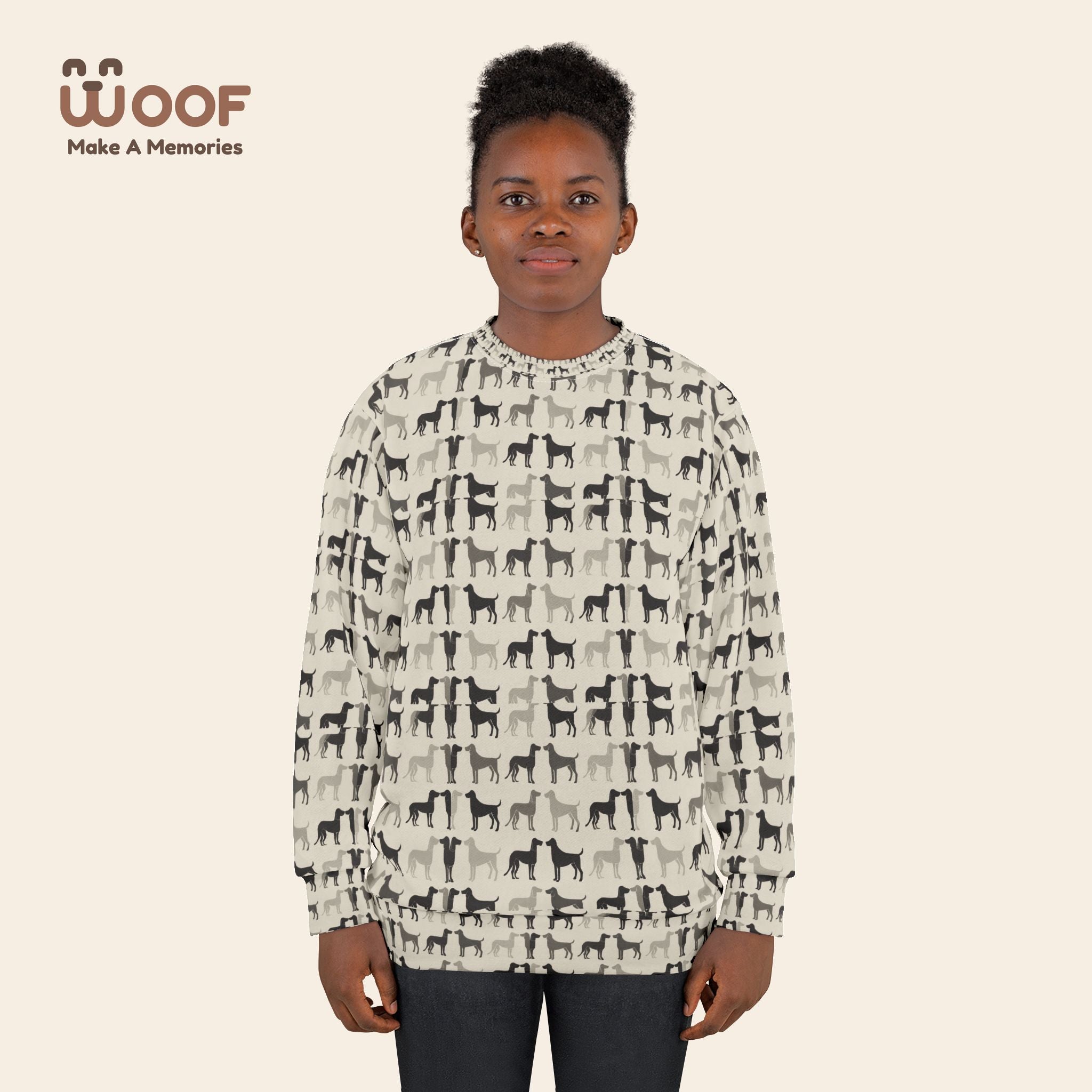 Stylish Dog Pattern Unisex Sweatshirt, Cozy Pet Lovers Apparel, Great for Gifts, Casual Wear, Animal Print Sweatshirt