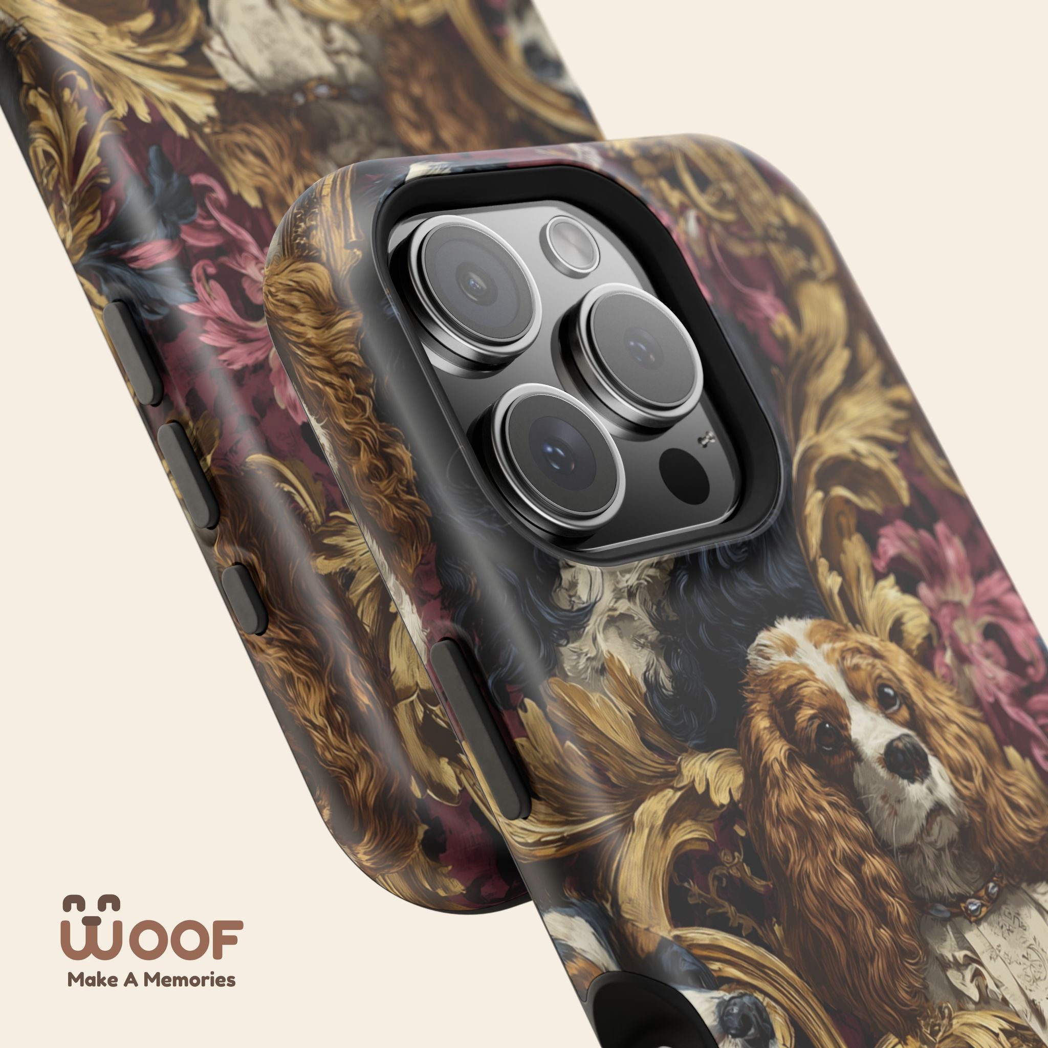Elegant Pet Portrait Phone Case – Floral Design, Dog Lover Gift, Durable Phone Cover, Unique Art Case, Stylish Accessory