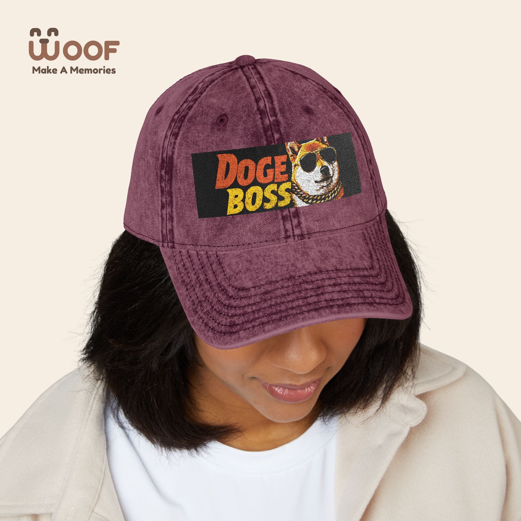Vintage Doge Boss Cap, Retro Embroidered Hat, Unique Gift for Meme Lovers, Trendy Dad Hat, Cool Casual Accessory