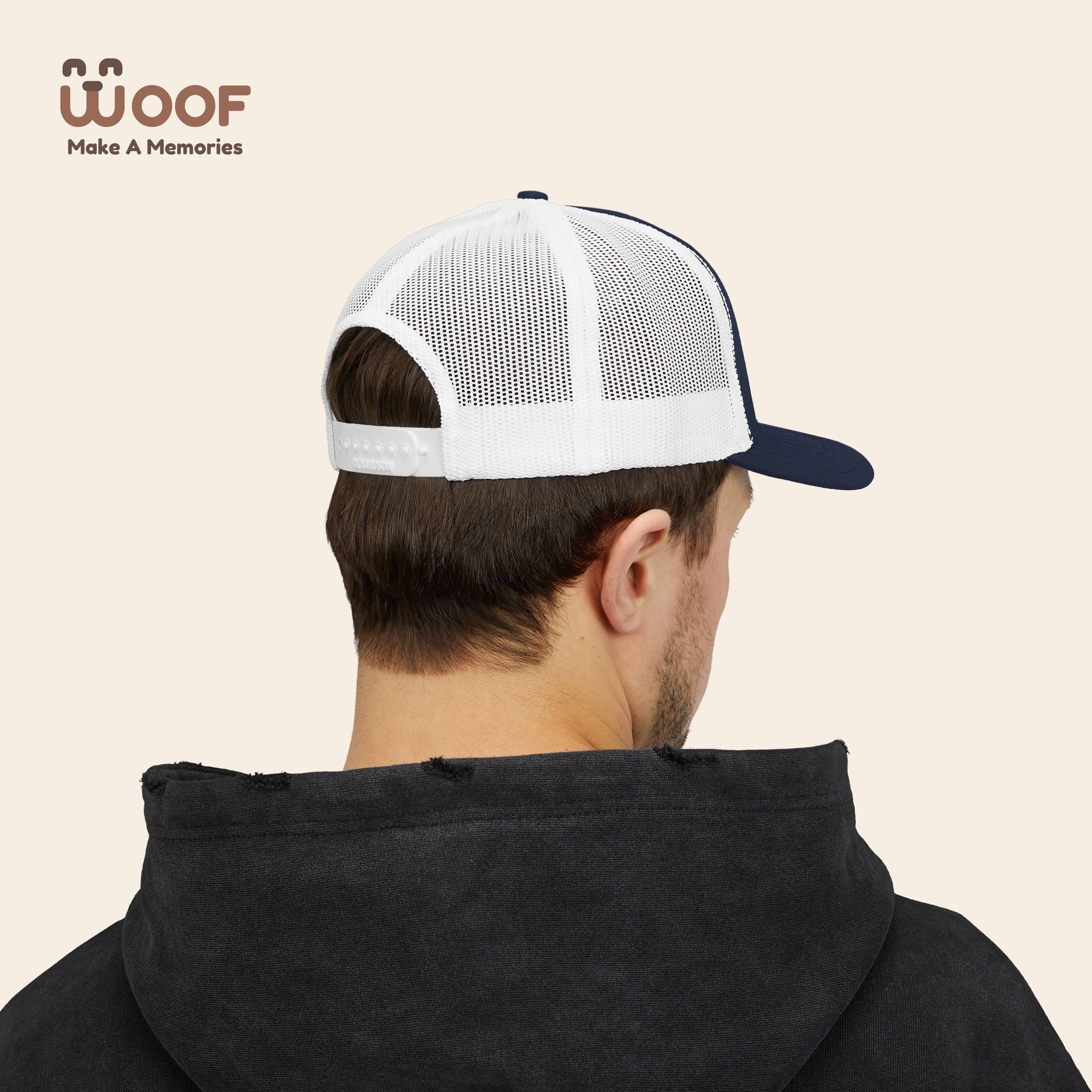 Woof Snapback Trucker Cap - Pet Lovers Gift, Dog Mom Hat, Casual Outdoor Accessory, Fun Pet Apparel, Unique Dog Dad Gift