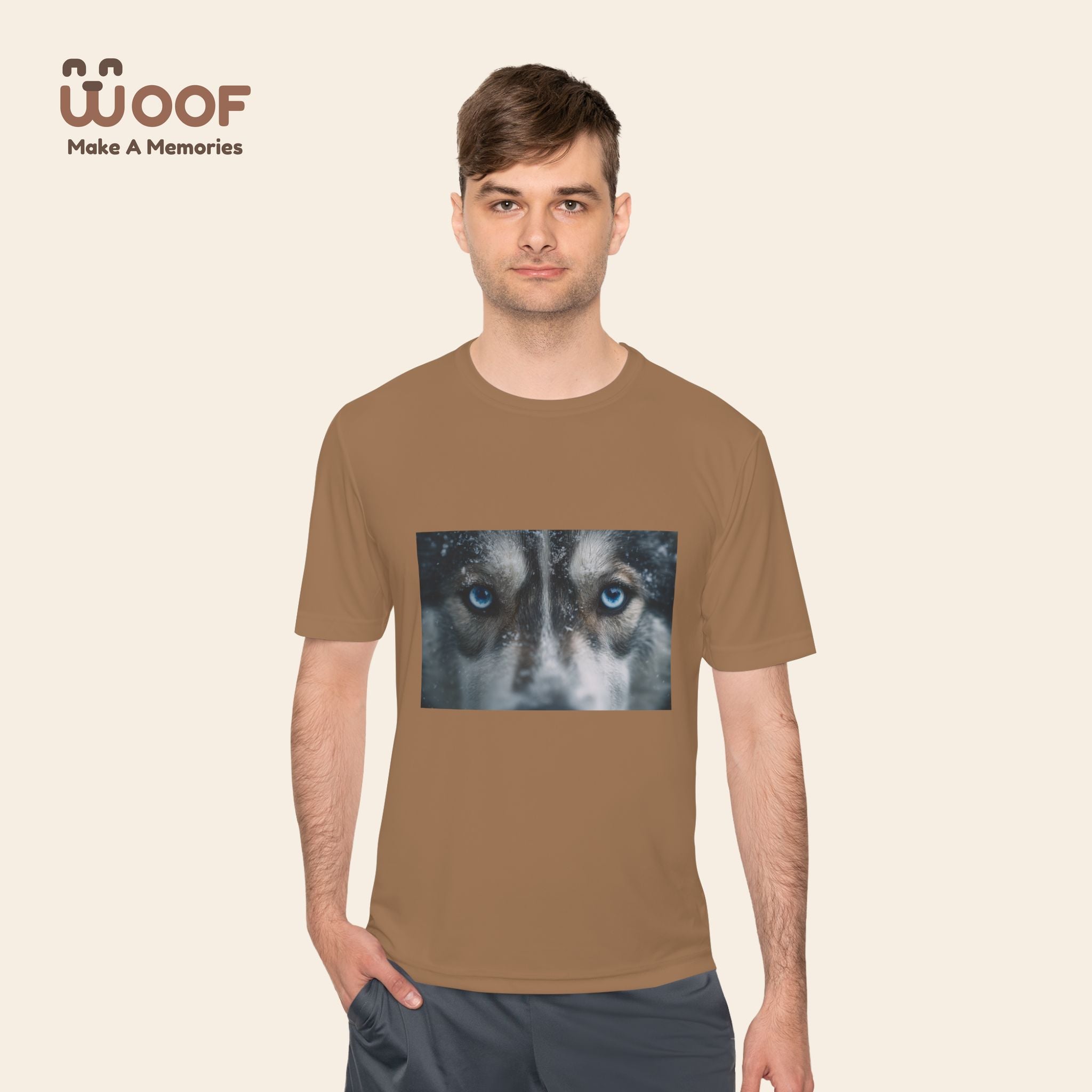 Woof Unisex Moisture Wicking Tee - Dog Lover's Apparel, Perfect for Outdoor Adventures, Pet Days, Gifts for Dog Owners, Cool Summer Wear