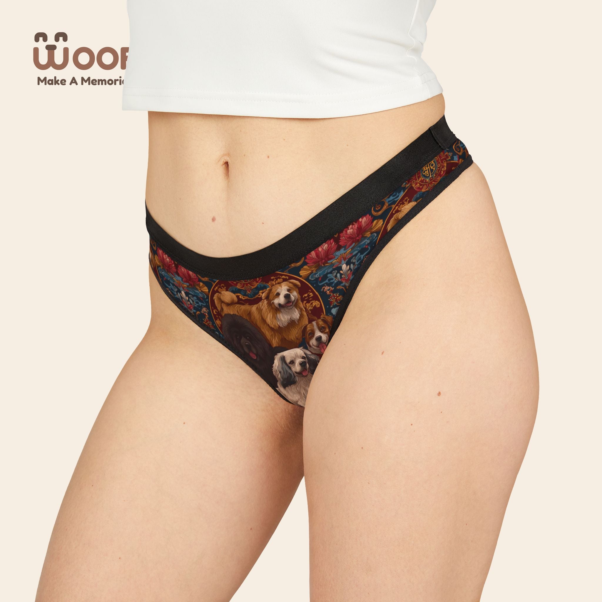 Dog-Themed Women's Thongs, Cute Underwear for Pet Lovers, Funny Gifts for Dog Owners, Stylish Boyshorts, Unique Lingerie