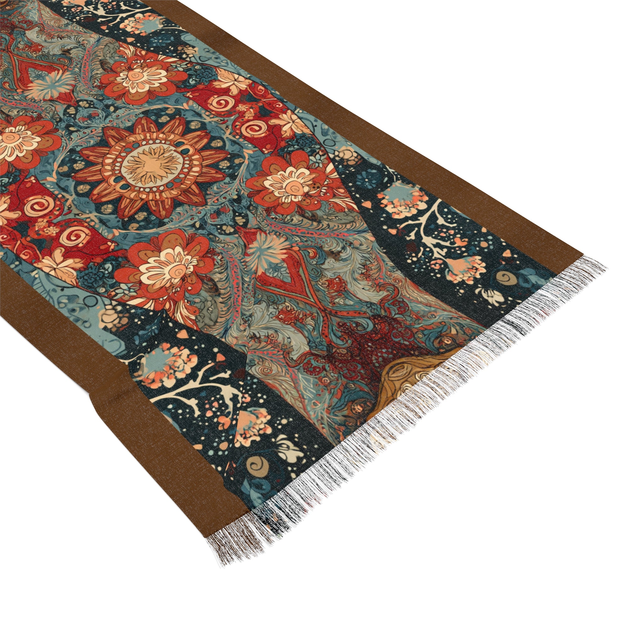 Bohemian Floral Light Scarf with Artistic Mask Design