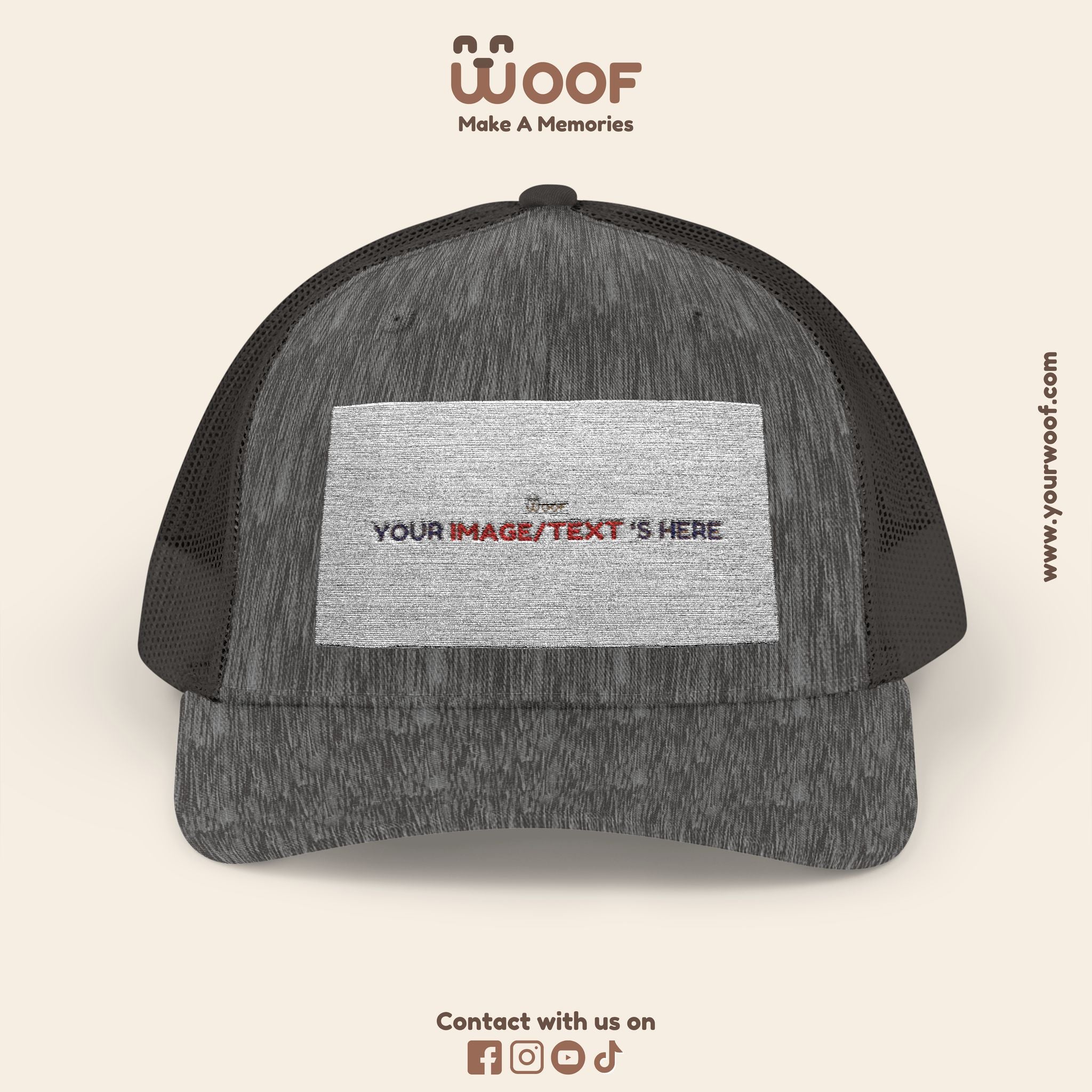 Woof Snapback Trucker Cap - Pet Lovers Gift, Dog Mom Hat, Casual Outdoor Accessory, Fun Pet Apparel, Unique Dog Dad Gift