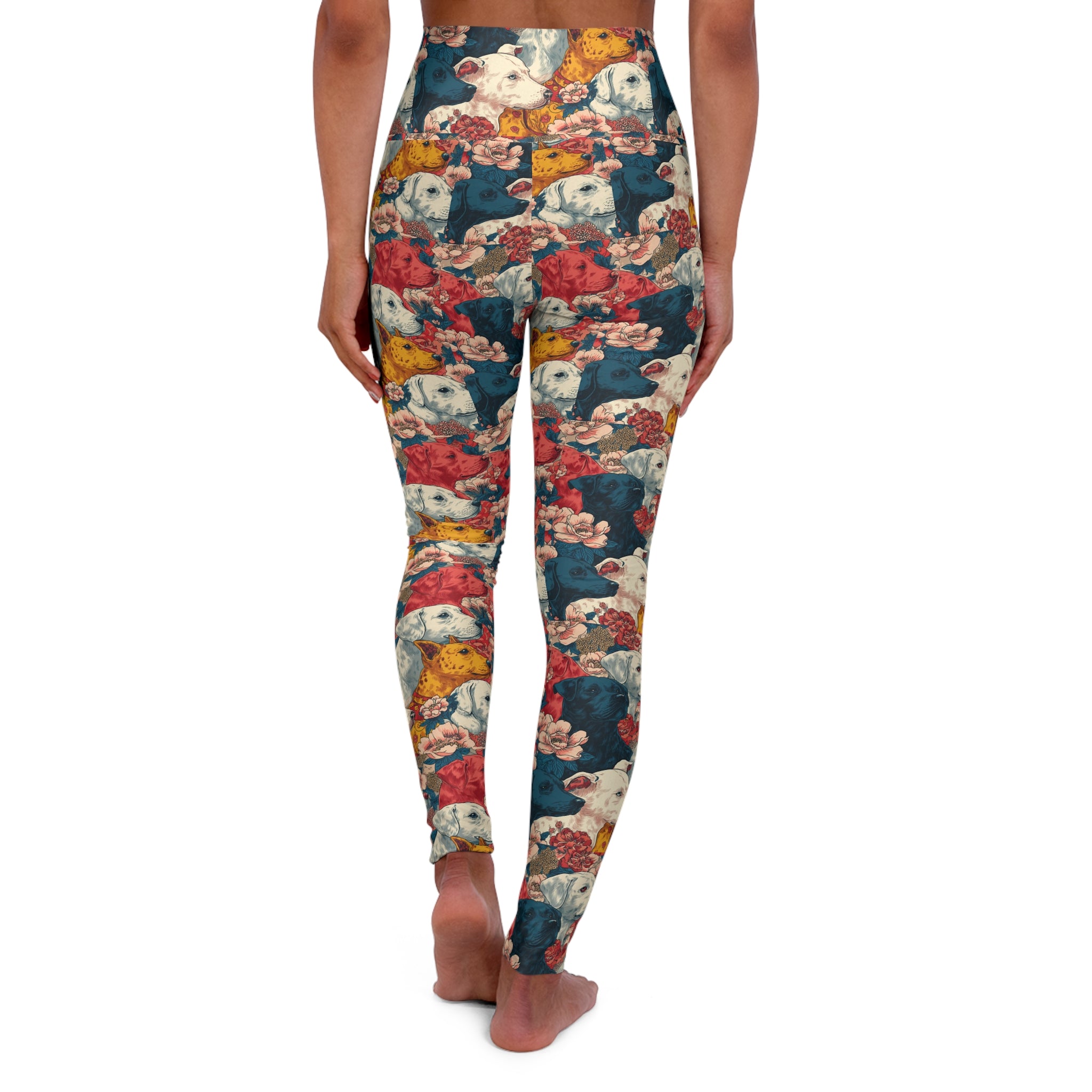 Floral High Waisted Yoga Leggings, Colorful Activewear, Sports Leggings, Fitness Leggings, Dog Lover Leggings, Gift for Her