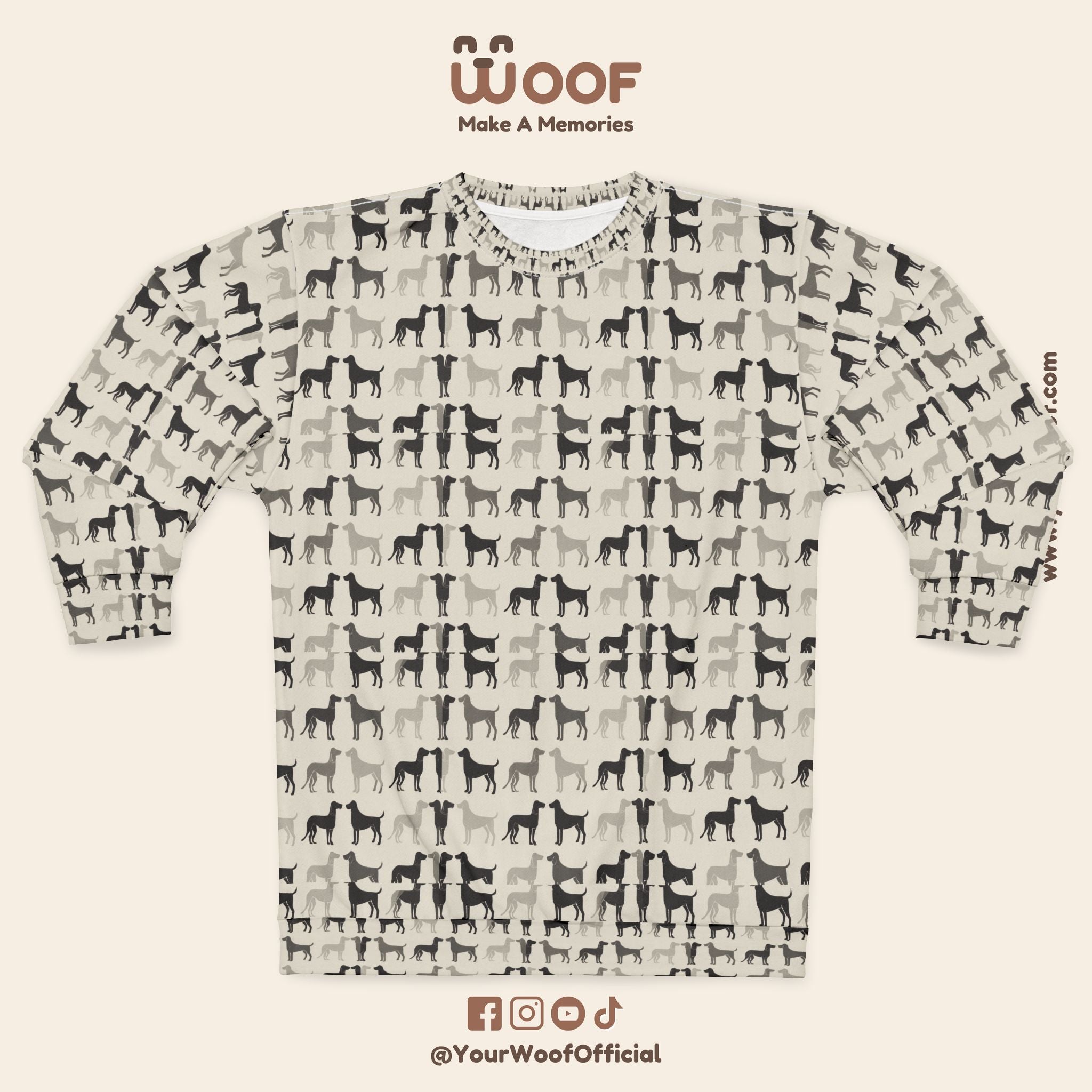 Stylish Dog Pattern Unisex Sweatshirt, Cozy Pet Lovers Apparel, Great for Gifts, Casual Wear, Animal Print Sweatshirt