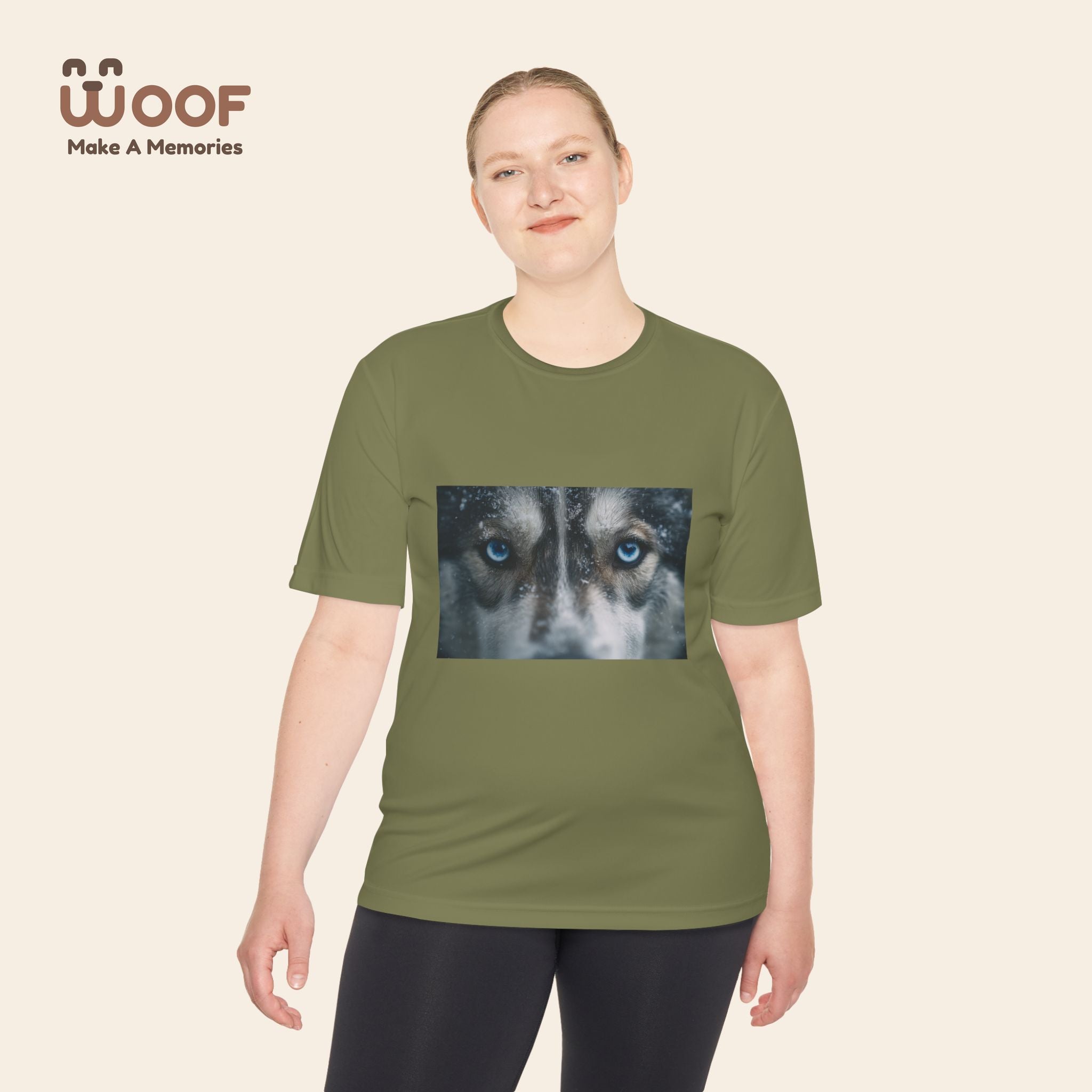 Woof Unisex Moisture Wicking Tee - Dog Lover's Apparel, Perfect for Outdoor Adventures, Pet Days, Gifts for Dog Owners, Cool Summer Wear
