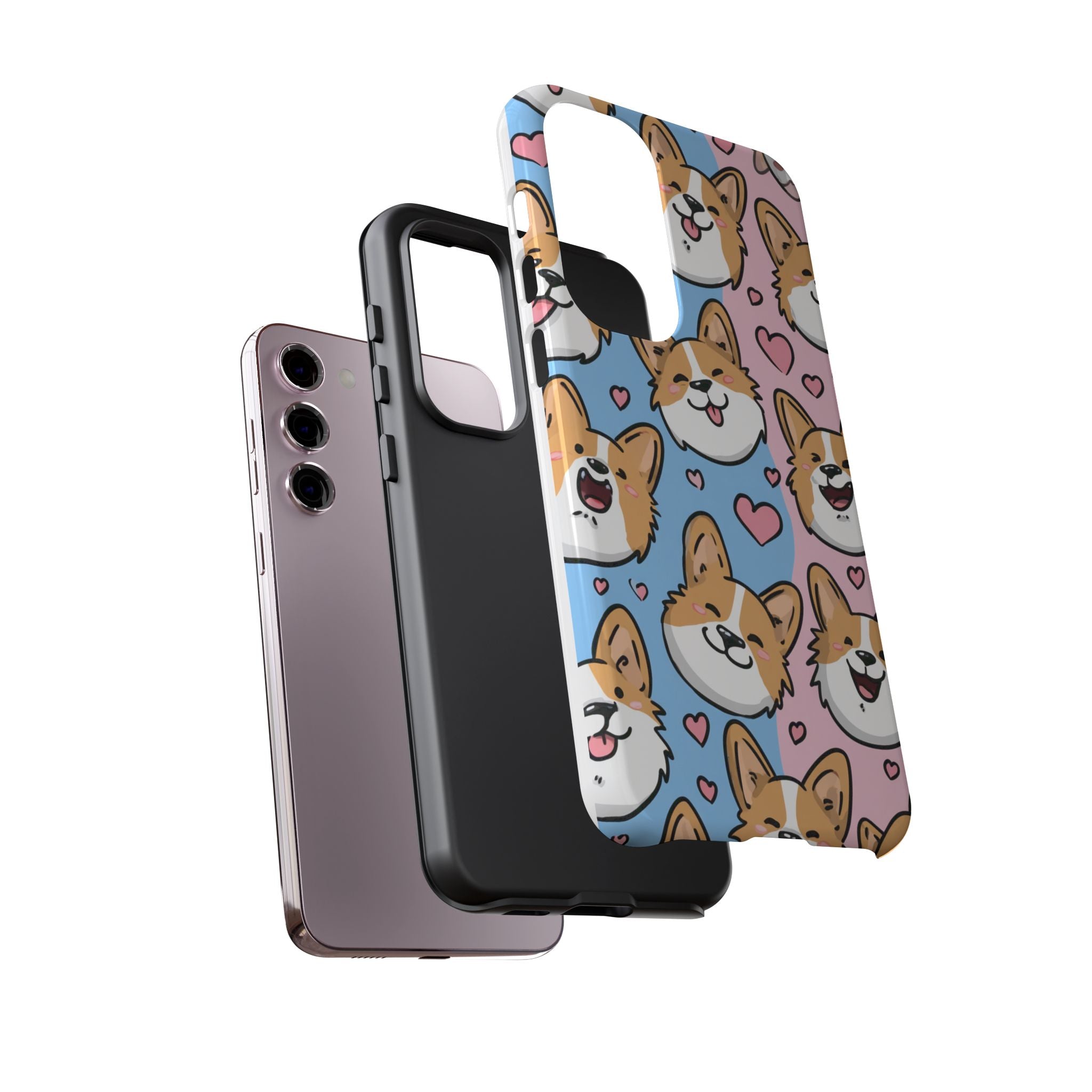 Cute Corgi Phone Case – Fun & Playful Protection with Love Hearts