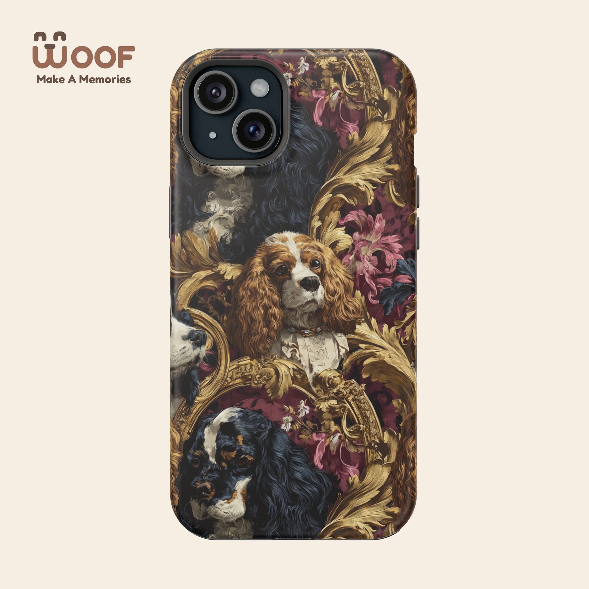 Elegant Pet Portrait Phone Case – Floral Design, Dog Lover Gift, Durable Phone Cover, Unique Art Case, Stylish Accessory