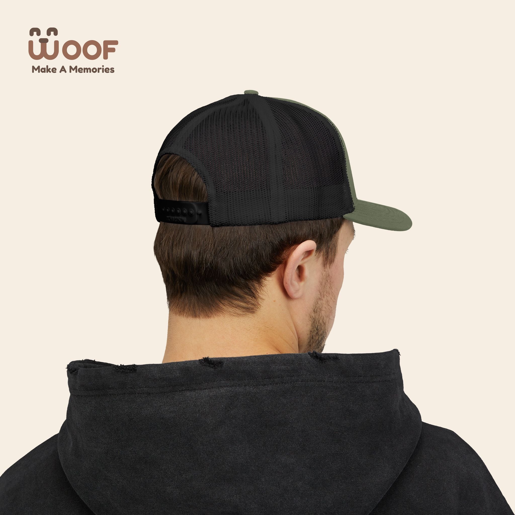 Woof Snapback Trucker Cap - Pet Lovers Gift, Dog Mom Hat, Casual Outdoor Accessory, Fun Pet Apparel, Unique Dog Dad Gift