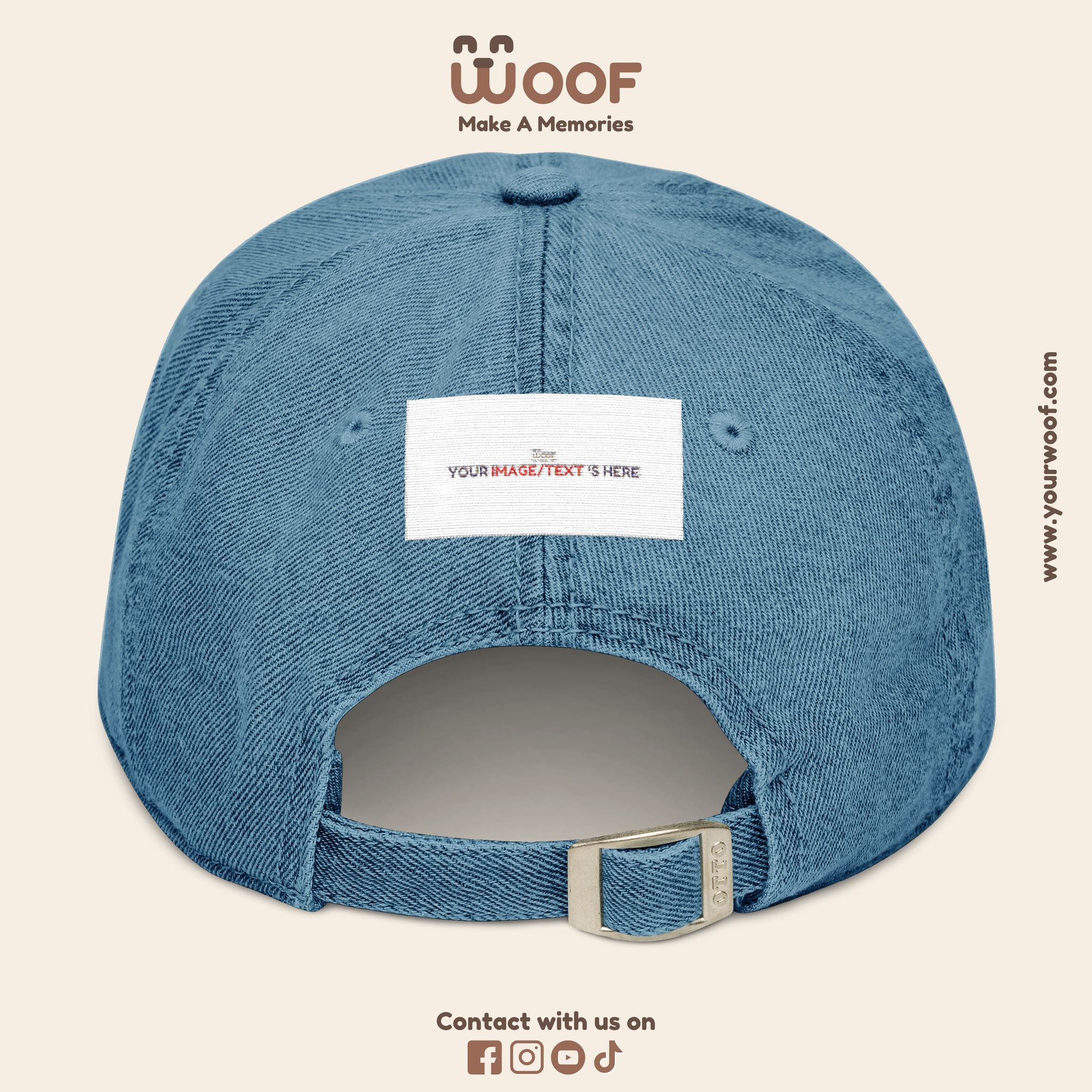 Custom Embroidered Denim Hat, Gift for Dog Lovers, Casual Style Cap, Perfect for Birthdays, Outdoor Adventures, Woof Theme