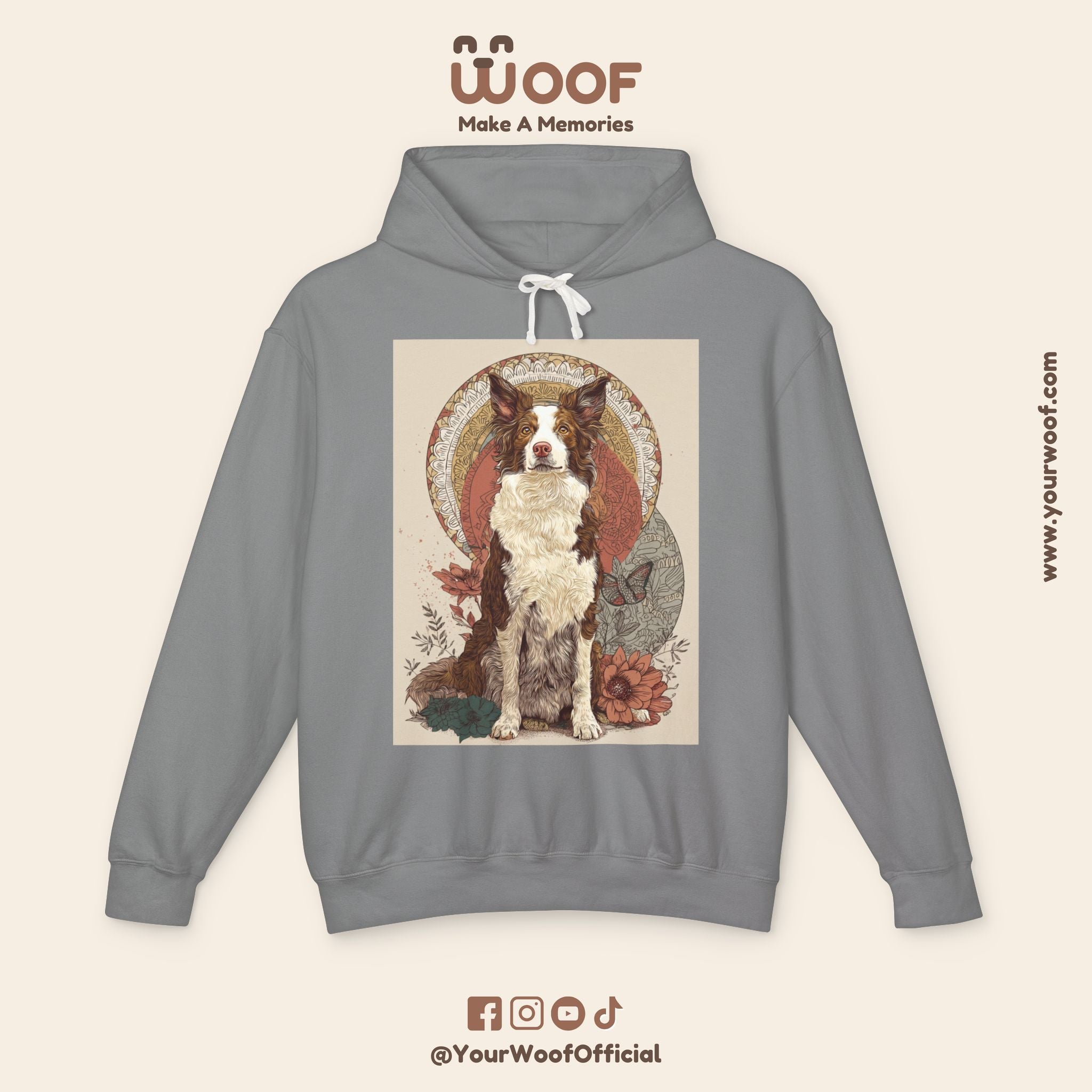 Vintage Dog Art Unisex Lightweight Hooded Sweatshirt - Pet Lover Gift, Nature-Inspired Apparel, Cozy Spring Layer, Dog-Themed Fashion