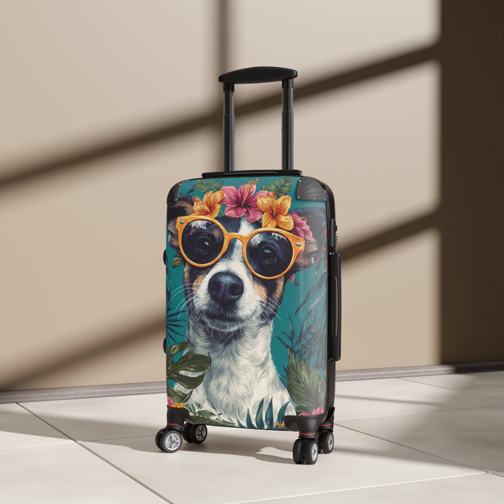 Tropical Dog Luggage Suitcase - Stylish Carry-On with Fun Pet Design
