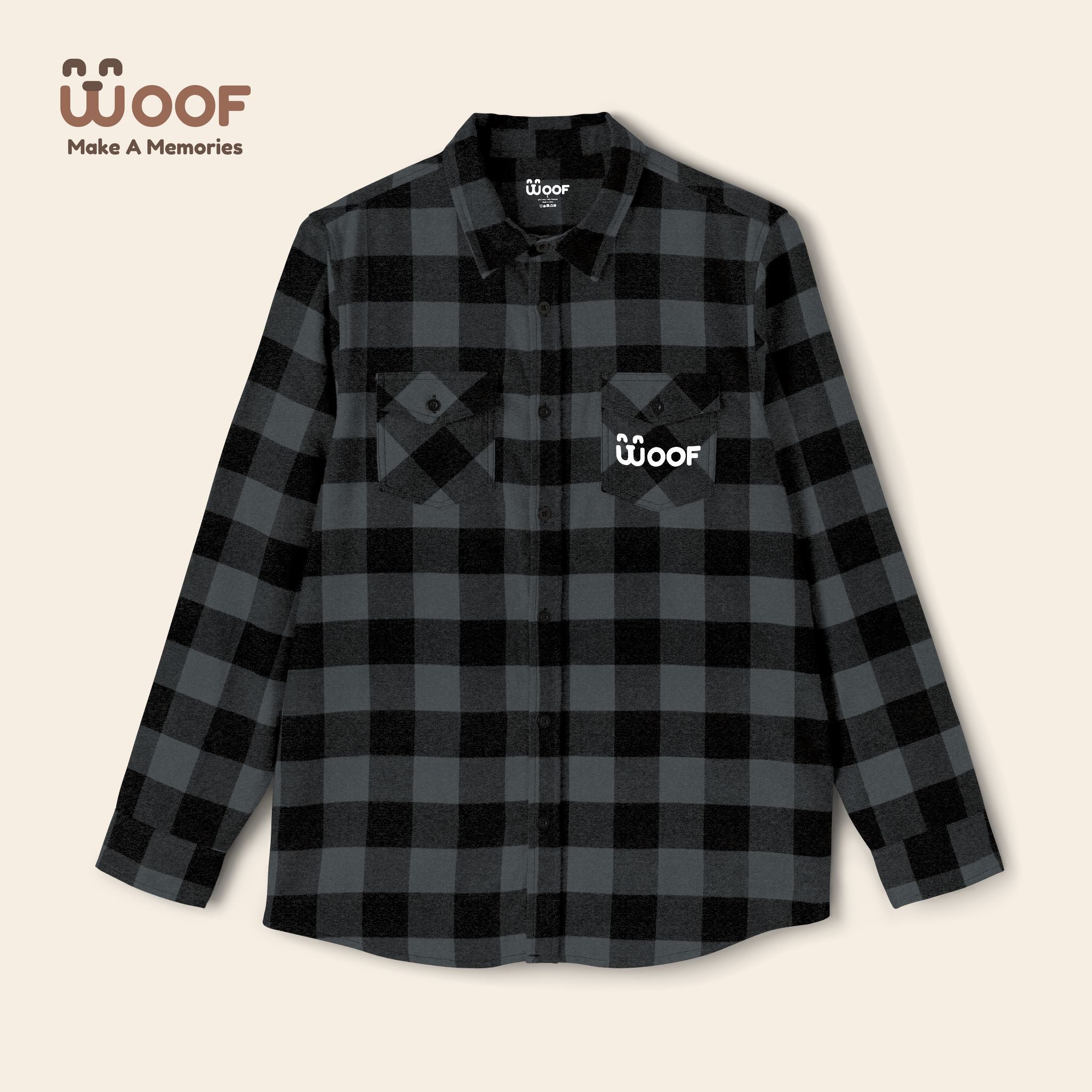 Woof Unisex Flannel Shirt, Dog Lover Apparel, Cozy Flannel, Pet Gift, Casual Wear, Outdoor Adventure, Fall Fashion