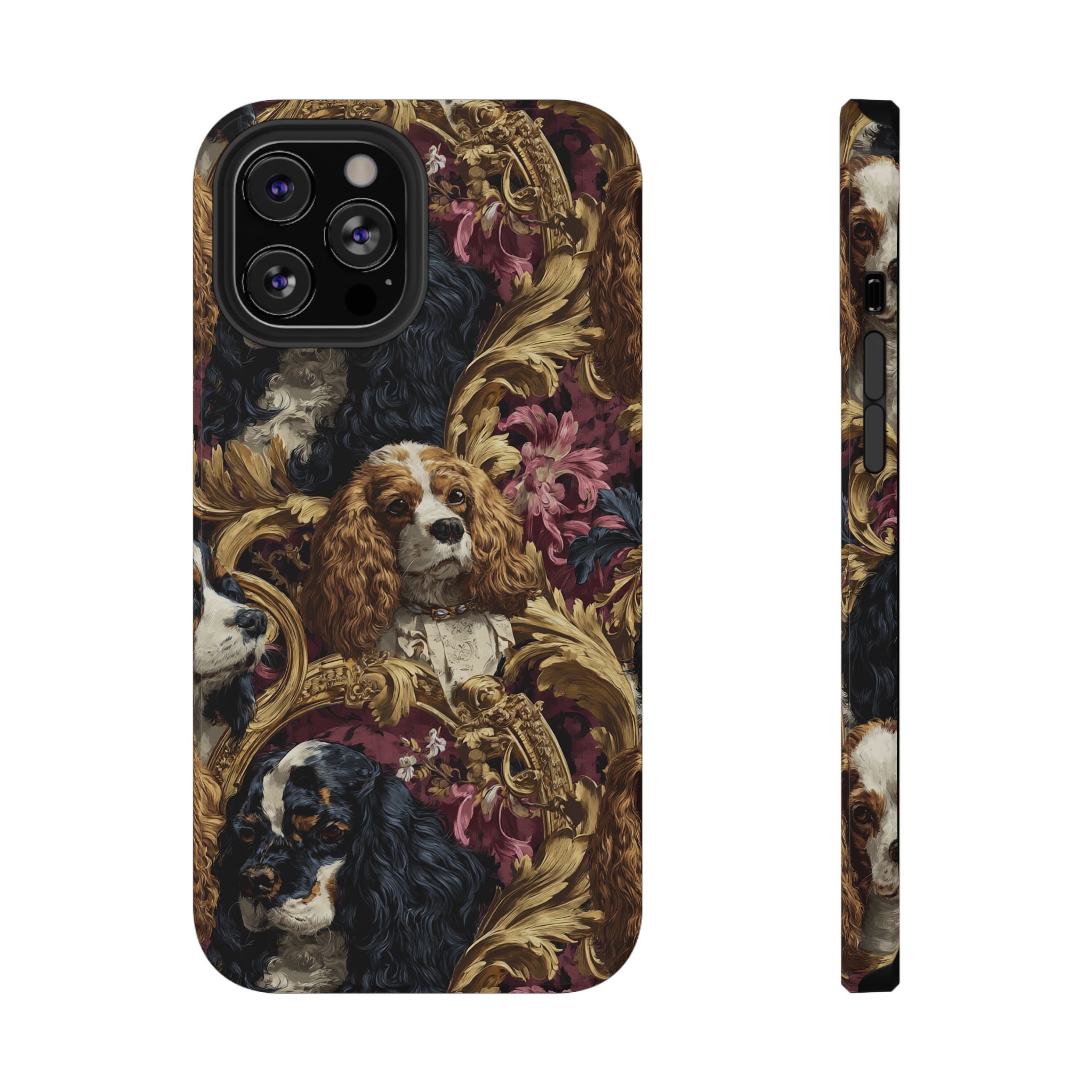 Elegant Pet Portrait Phone Case – Floral Design, Dog Lover Gift, Durable Phone Cover, Unique Art Case, Stylish Accessory