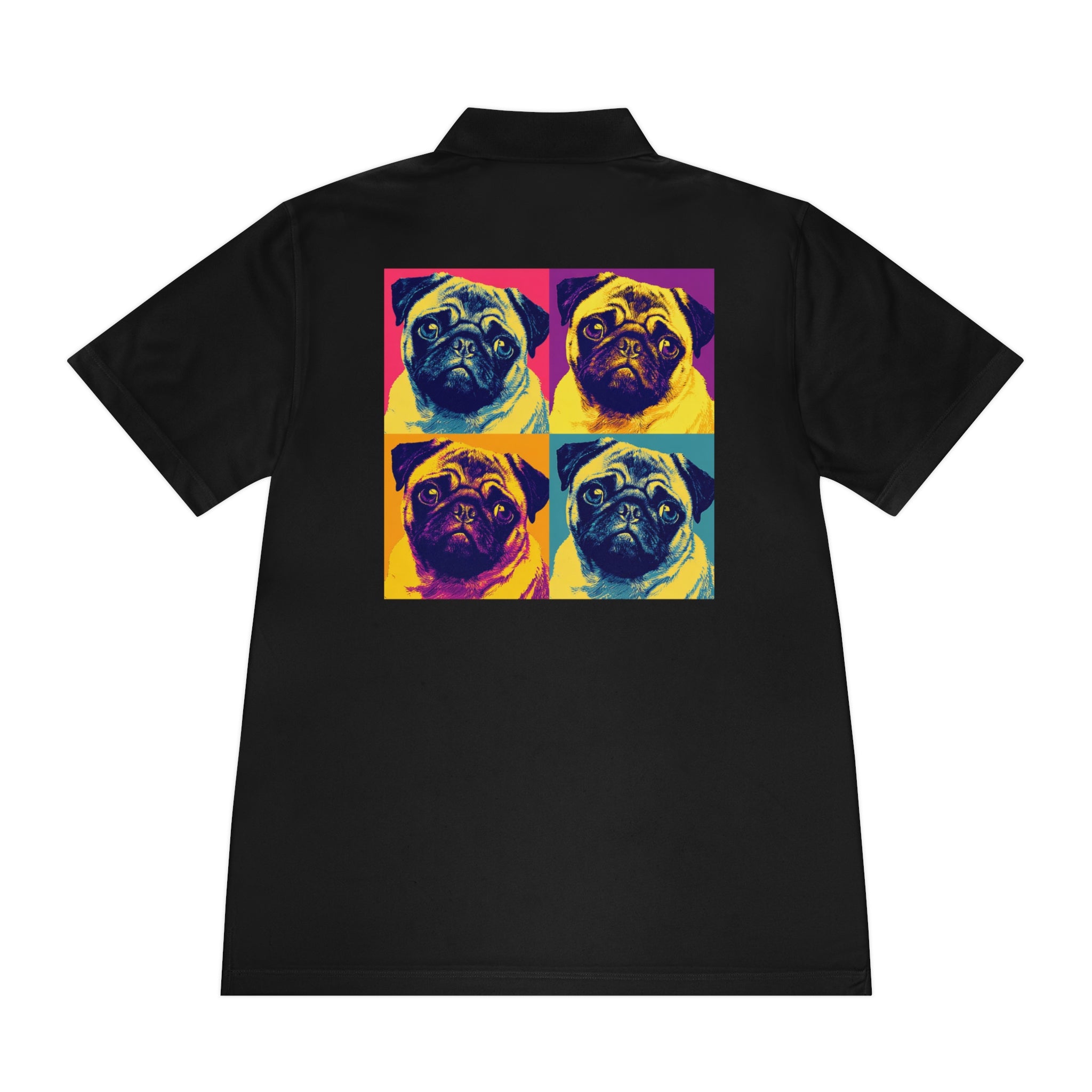 Men's Sport Polo Shirt with Colorful Pug Design, Fun Casual Wear, Dog Lover Gift, Unique Sports Polo, Stylish Outdoor Apparel