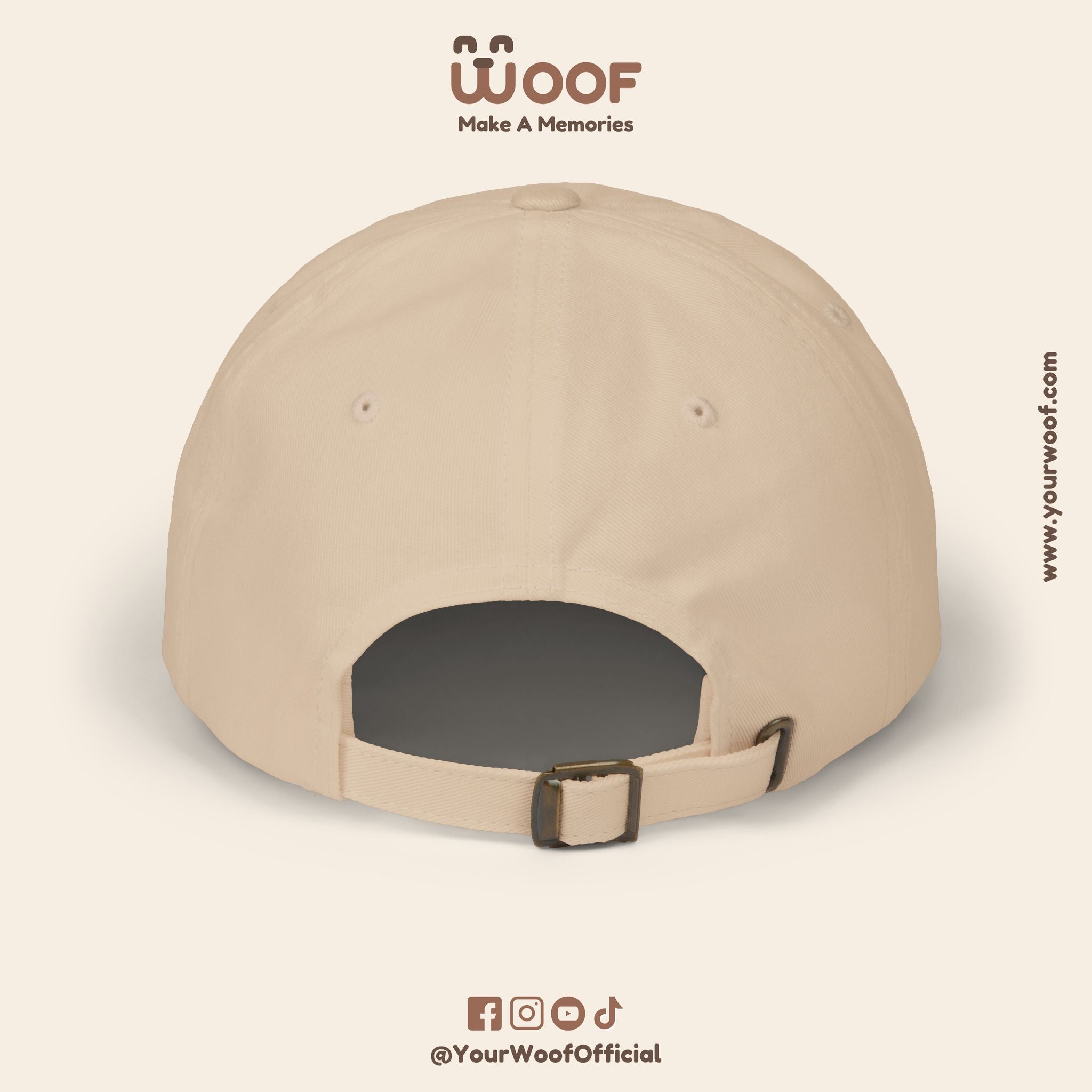 Classic Dad Cap with Woof Design, Adjustable Cap for Dog Lovers, Gift for Pet Owners, Casual Style Hat, Everyday Wear