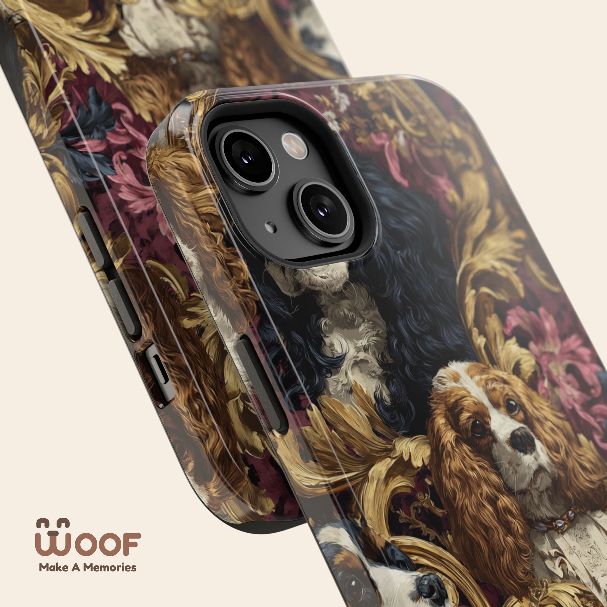 Elegant Pet Portrait Phone Case – Floral Design, Dog Lover Gift, Durable Phone Cover, Unique Art Case, Stylish Accessory