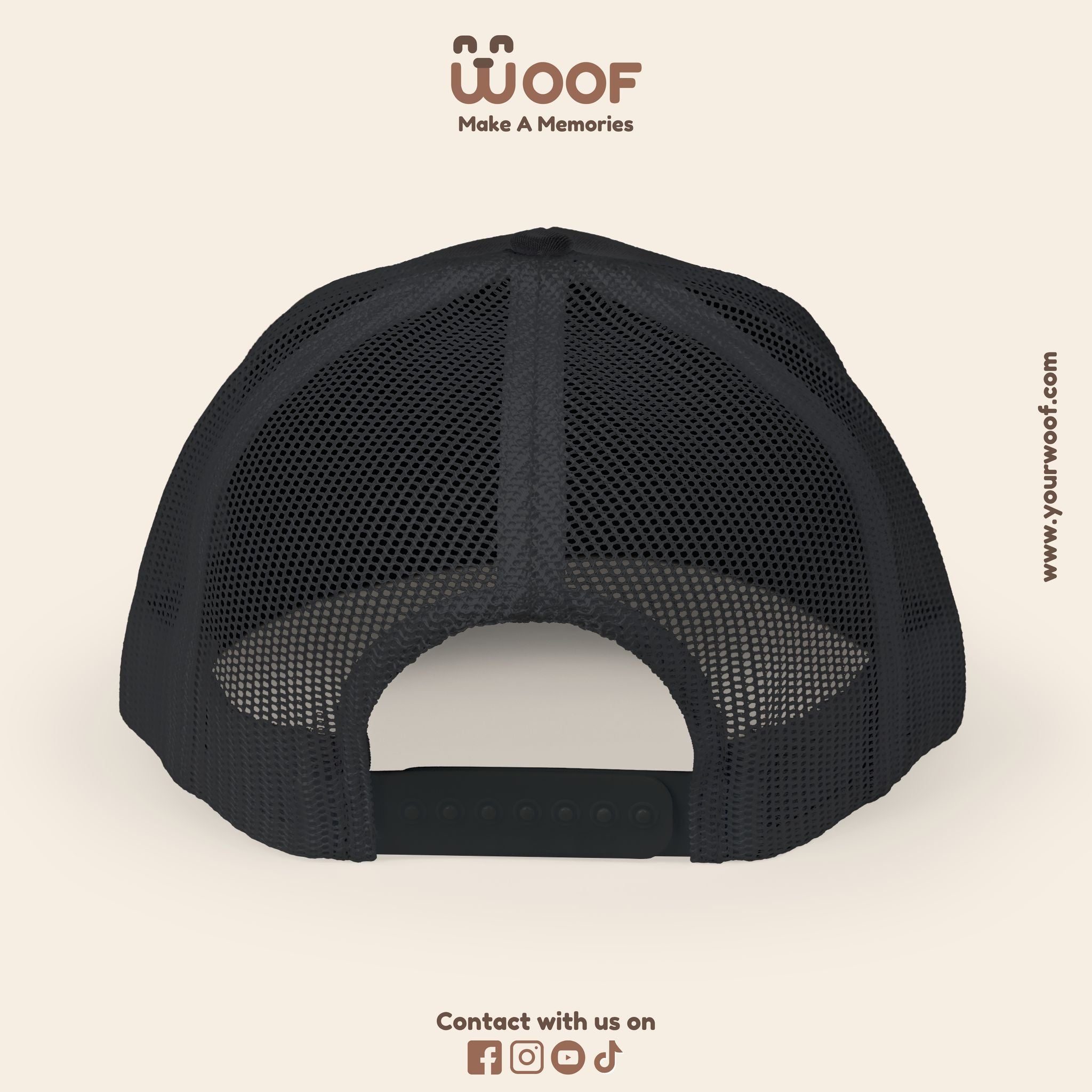 Woof Snapback Trucker Cap - Pet Lovers Gift, Dog Mom Hat, Casual Outdoor Accessory, Fun Pet Apparel, Unique Dog Dad Gift