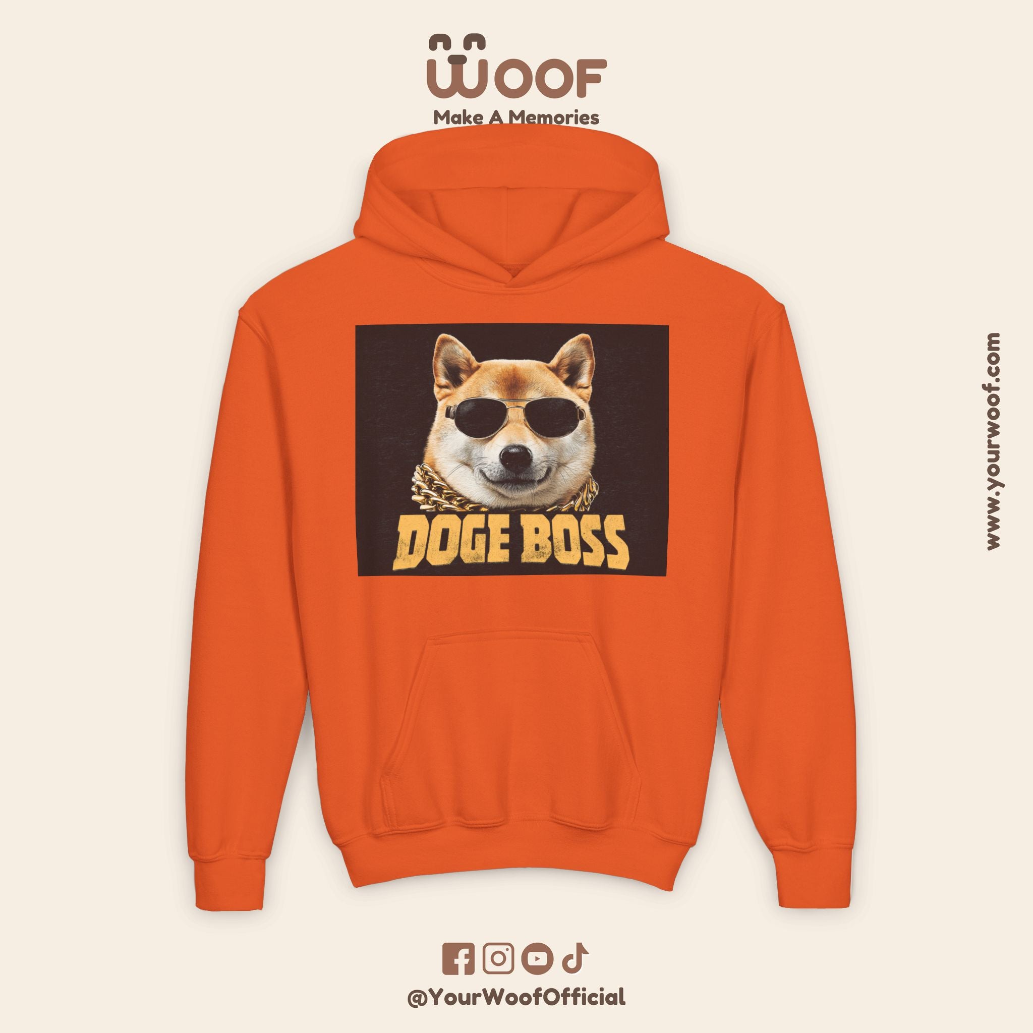 Youth Doge Boss Sweatshirt, Funny Dog Hoodie, Cool Gift for Dog Lovers, Youth Fashion, Casual Style for Kids