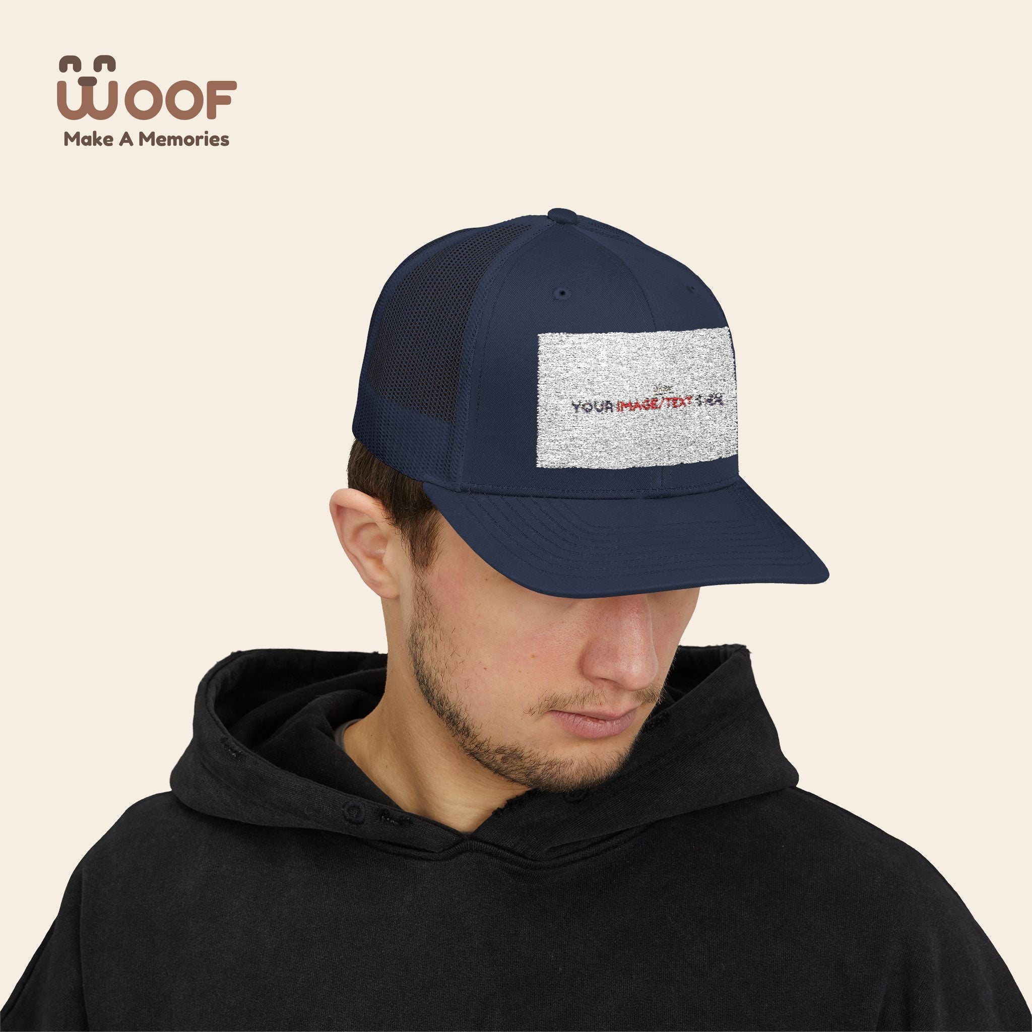 Woof Snapback Trucker Cap - Pet Lovers Gift, Dog Mom Hat, Casual Outdoor Accessory, Fun Pet Apparel, Unique Dog Dad Gift