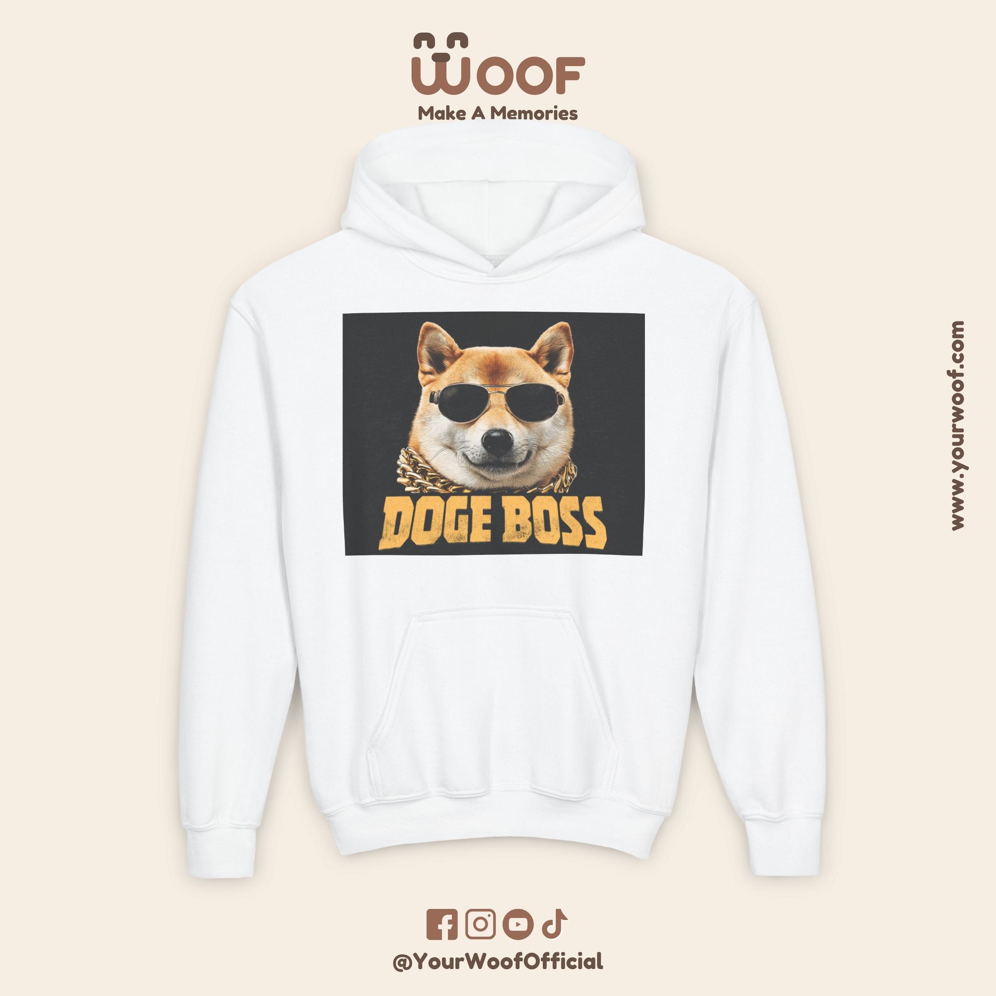 Youth Doge Boss Sweatshirt, Funny Dog Hoodie, Cool Gift for Dog Lovers, Youth Fashion, Casual Style for Kids