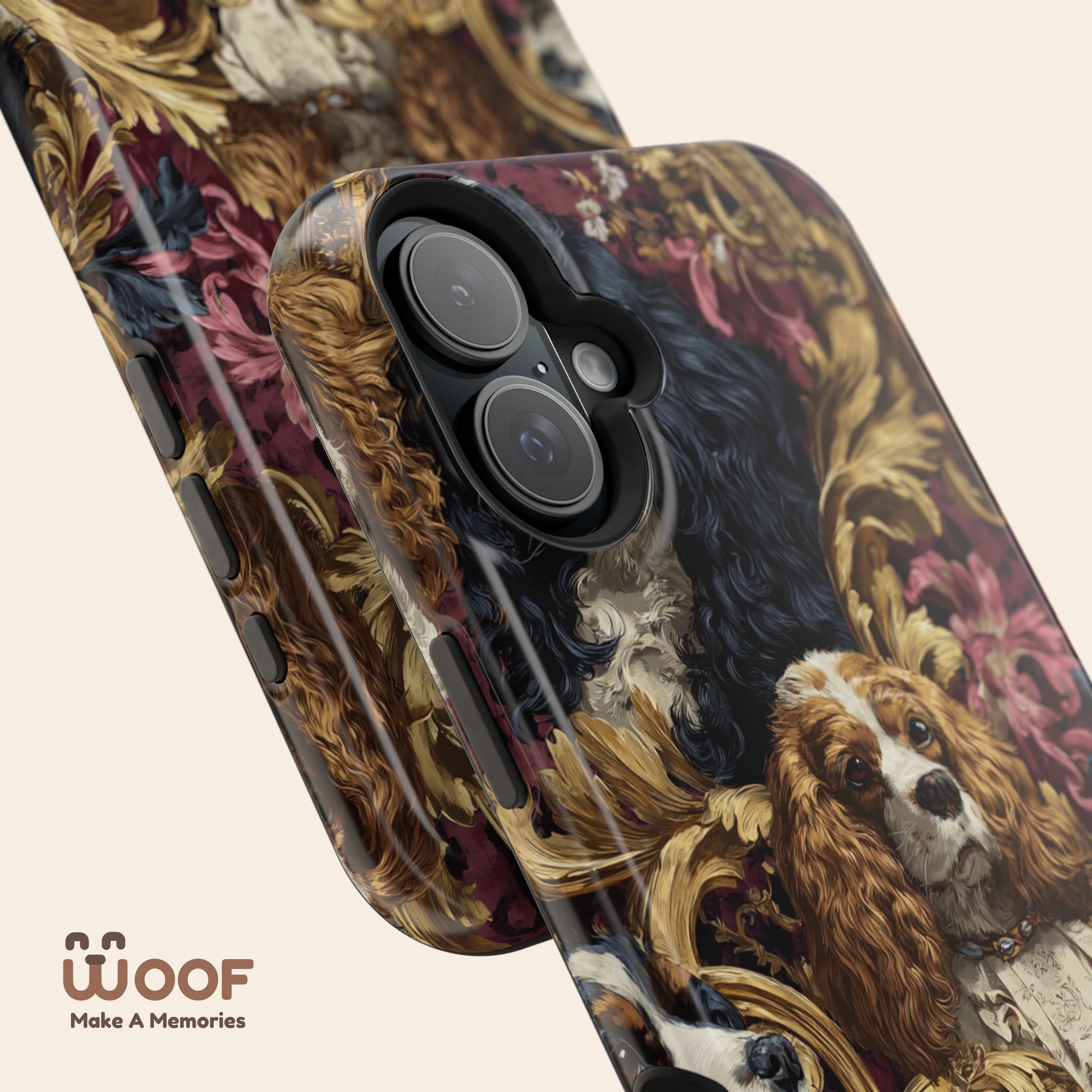 Elegant Pet Portrait Phone Case – Floral Design, Dog Lover Gift, Durable Phone Cover, Unique Art Case, Stylish Accessory
