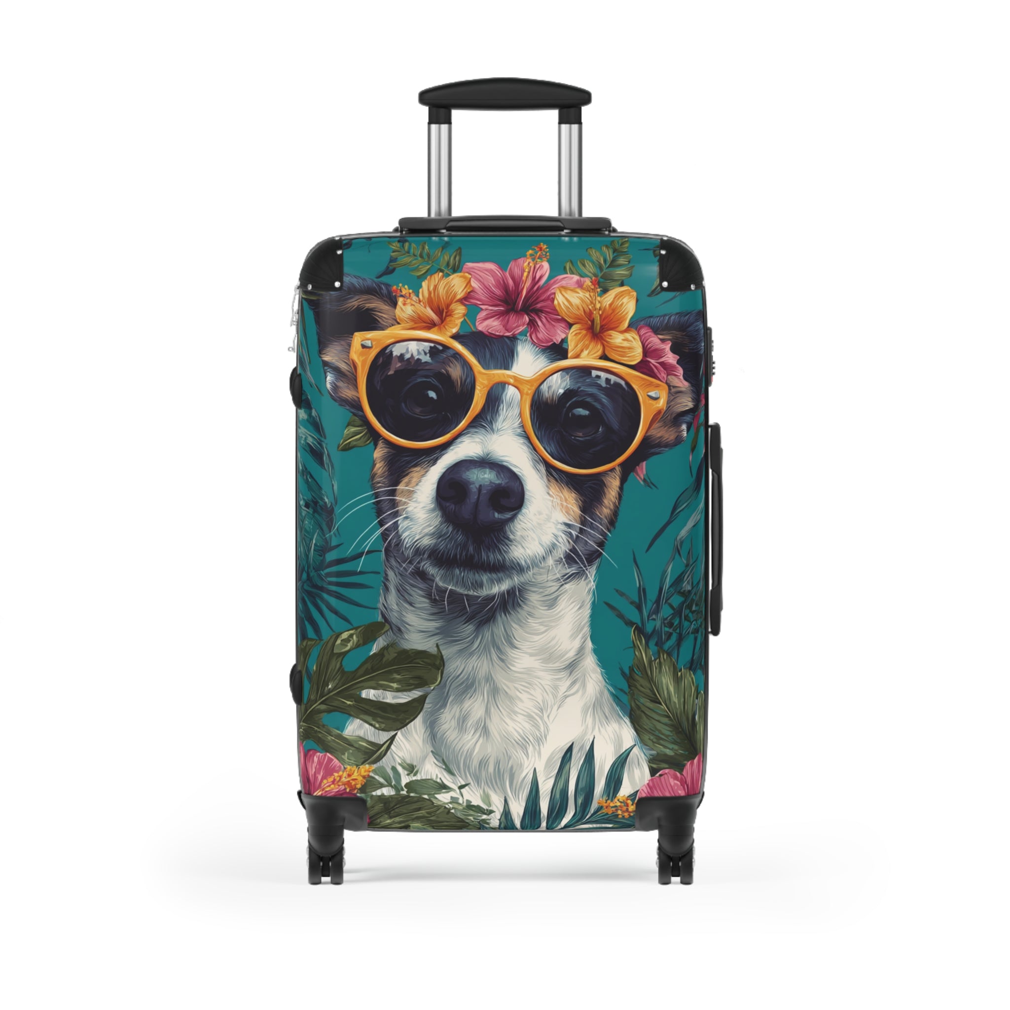 Tropical Dog Luggage Suitcase - Stylish Carry-On with Fun Pet Design