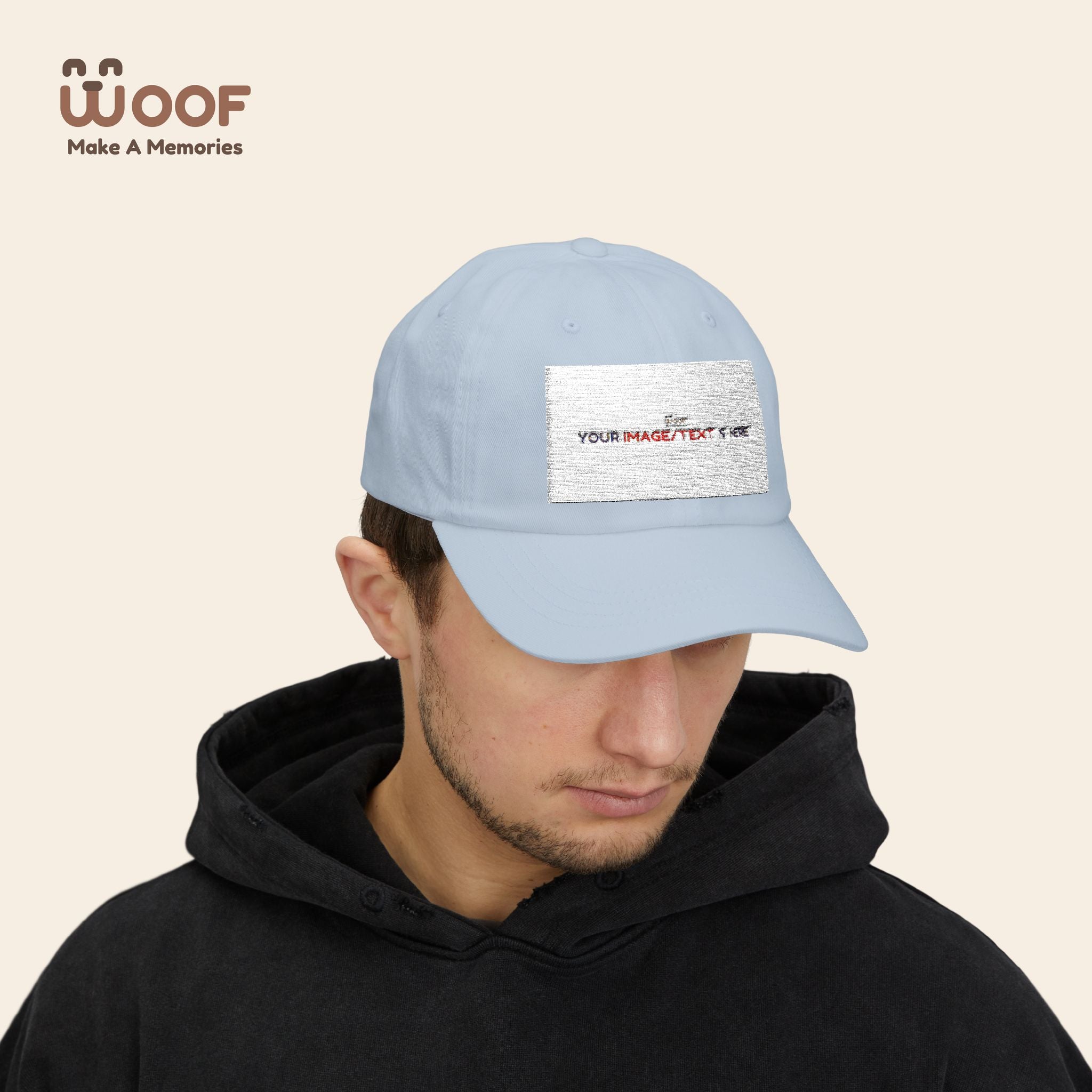Classic Dad Cap with Woof Design, Adjustable Cap for Dog Lovers, Gift for Pet Owners, Casual Style Hat, Everyday Wear