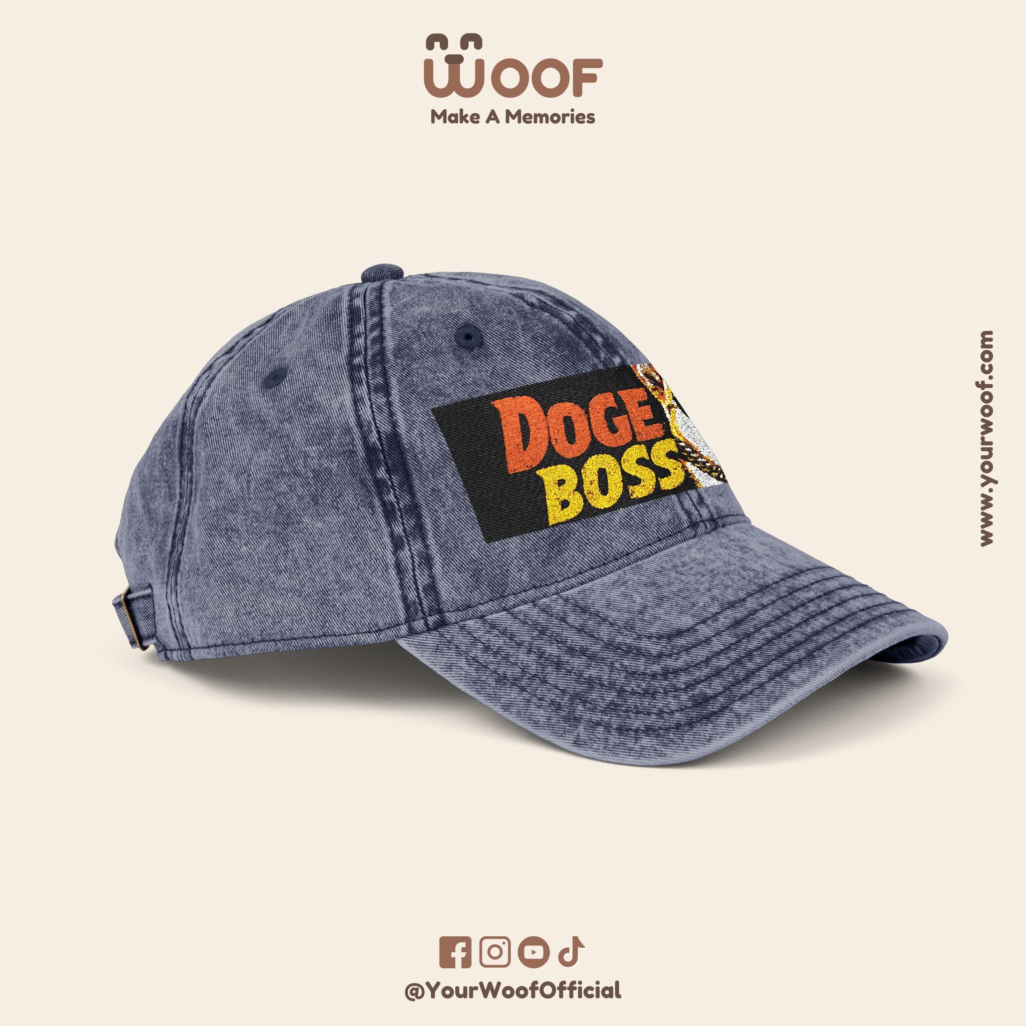 Vintage Doge Boss Cap, Retro Embroidered Hat, Unique Gift for Meme Lovers, Trendy Dad Hat, Cool Casual Accessory