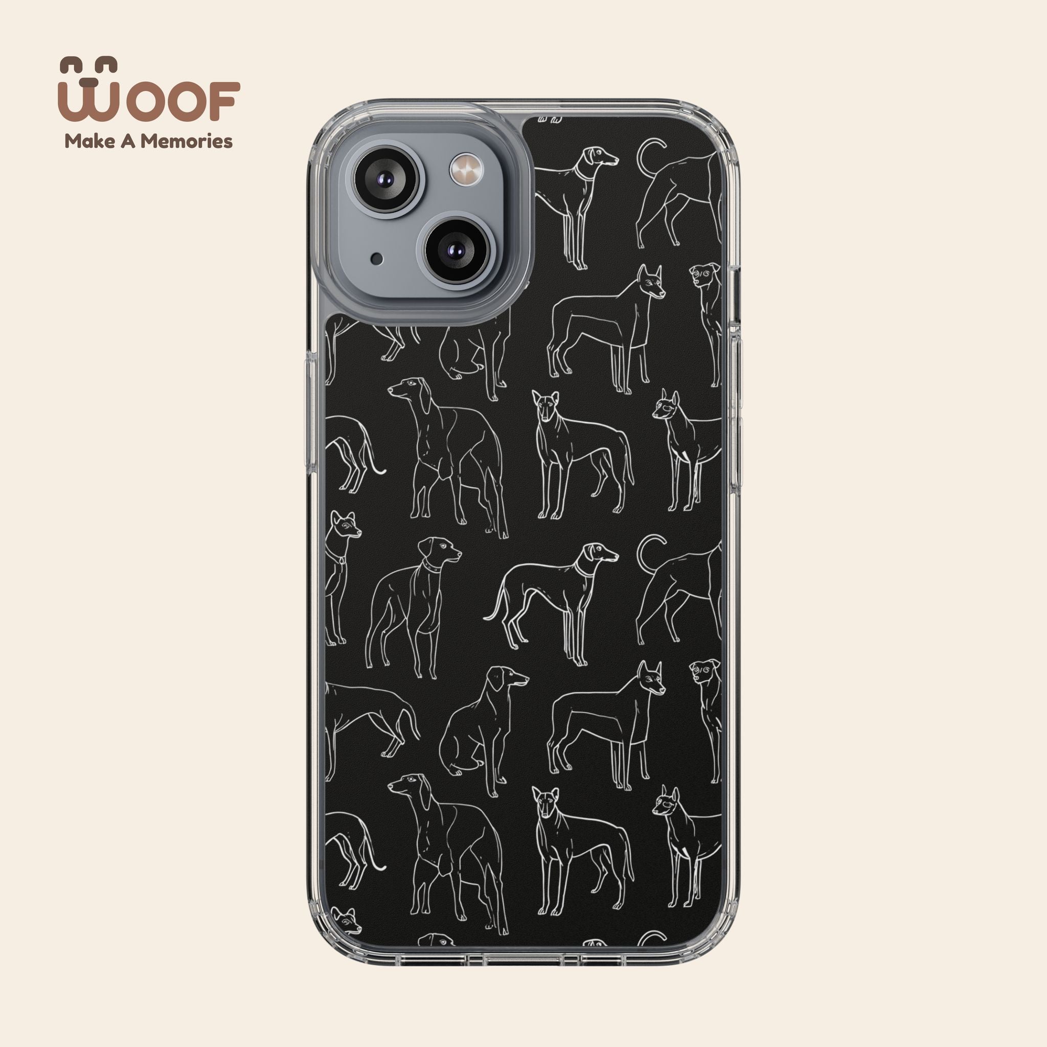 Stylish Dog Print Clear Phone Case, Pet Lover Gift, Customizable Clear Cases, Dog Owner Accessories, Cute Phone Covers