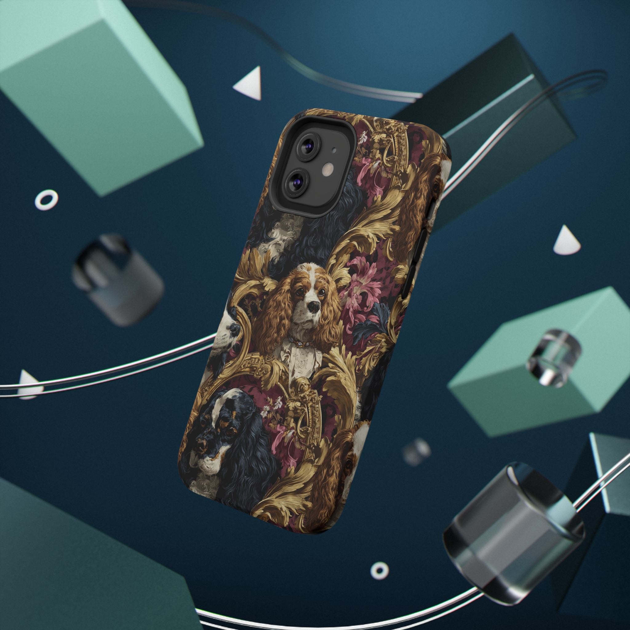 Elegant Pet Portrait Phone Case – Floral Design, Dog Lover Gift, Durable Phone Cover, Unique Art Case, Stylish Accessory