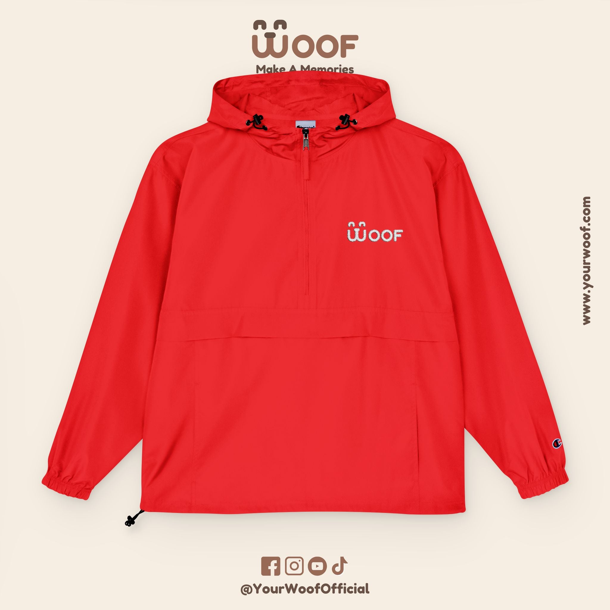 Bright Woof Packable Anorak Jacket, Dog Lover's Gift, Outdoor Adventure Wear, Summer Rain Jacket, Pet Owner Apparel