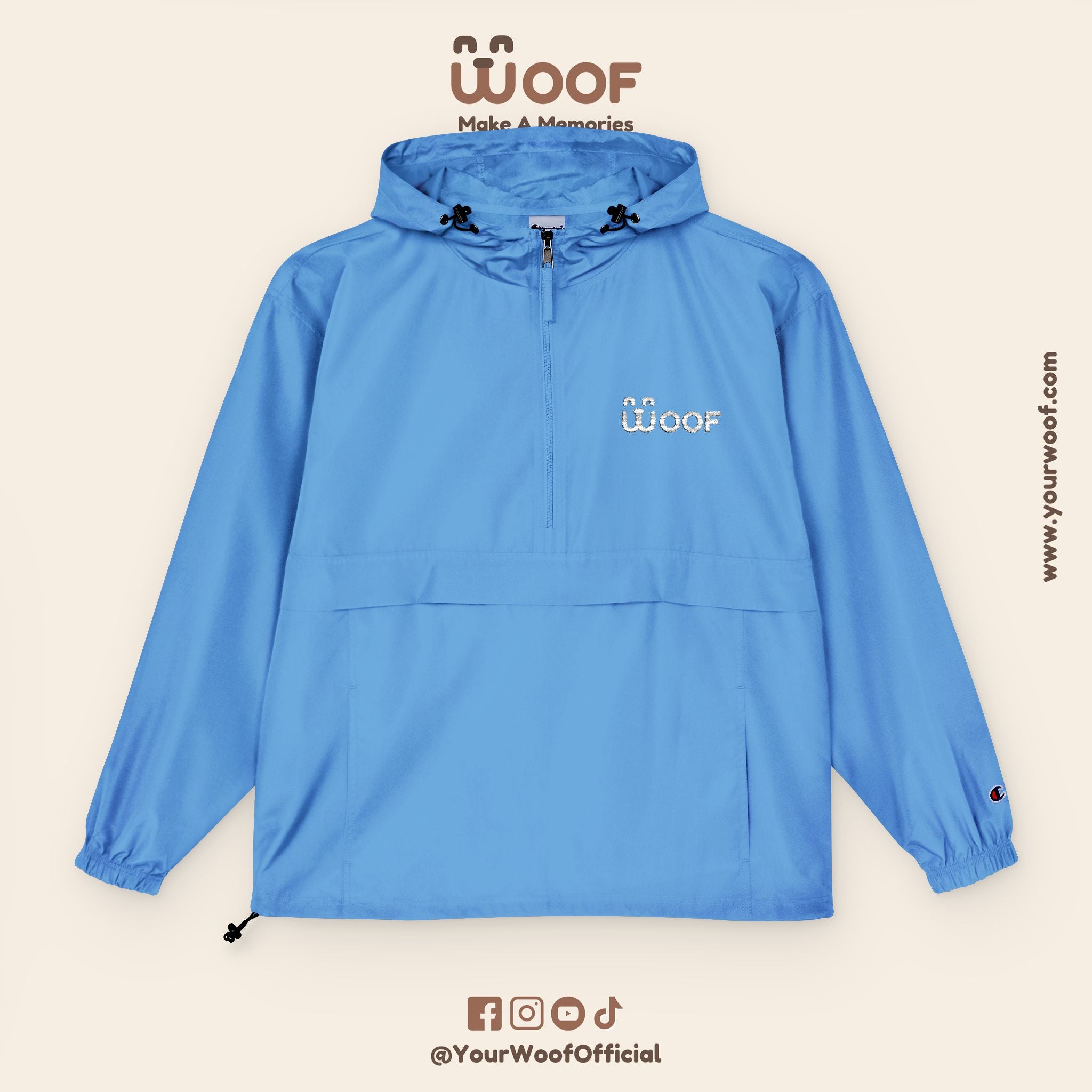 Bright Woof Packable Anorak Jacket, Dog Lover's Gift, Outdoor Adventure Wear, Summer Rain Jacket, Pet Owner Apparel