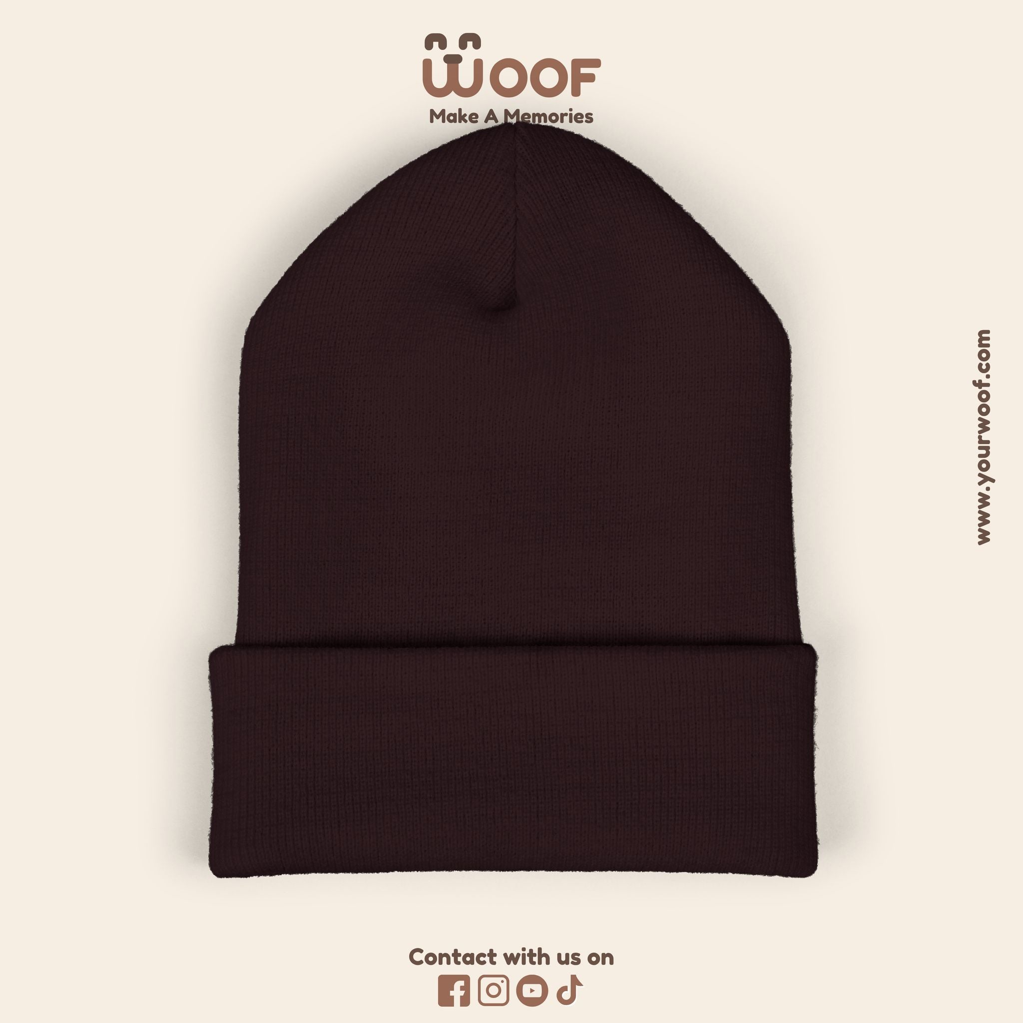 Classic Cuffed Beanie with 'Woof' Embroidery - Perfect for Dog Lovers, Winter Wear, Gift for Pet Owners, Cozy Accessory, Everyday Style