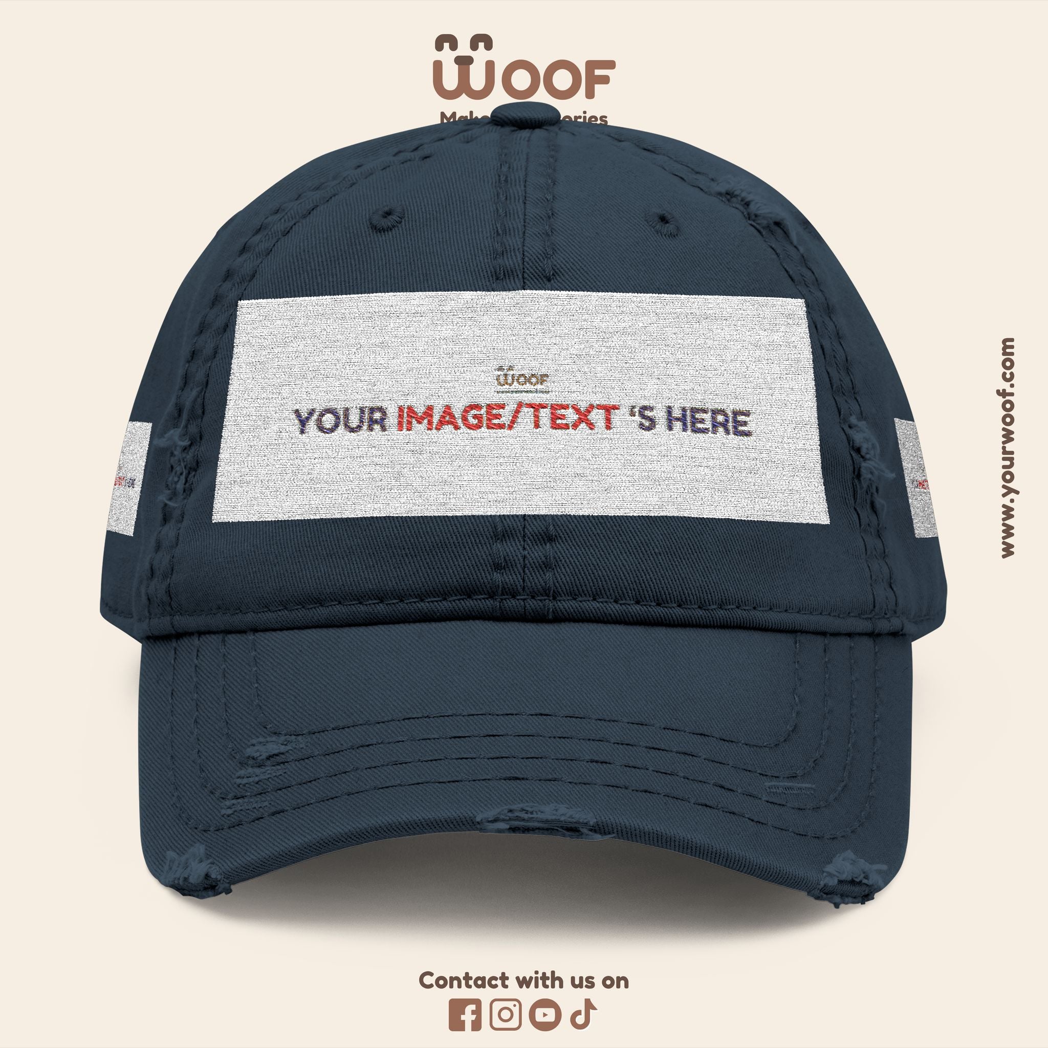 Distressed Embroidered Dad Hat, Customizable Cap for Casual Style, Great for Gifts, Outdoors, Festivals, Everyday Wear