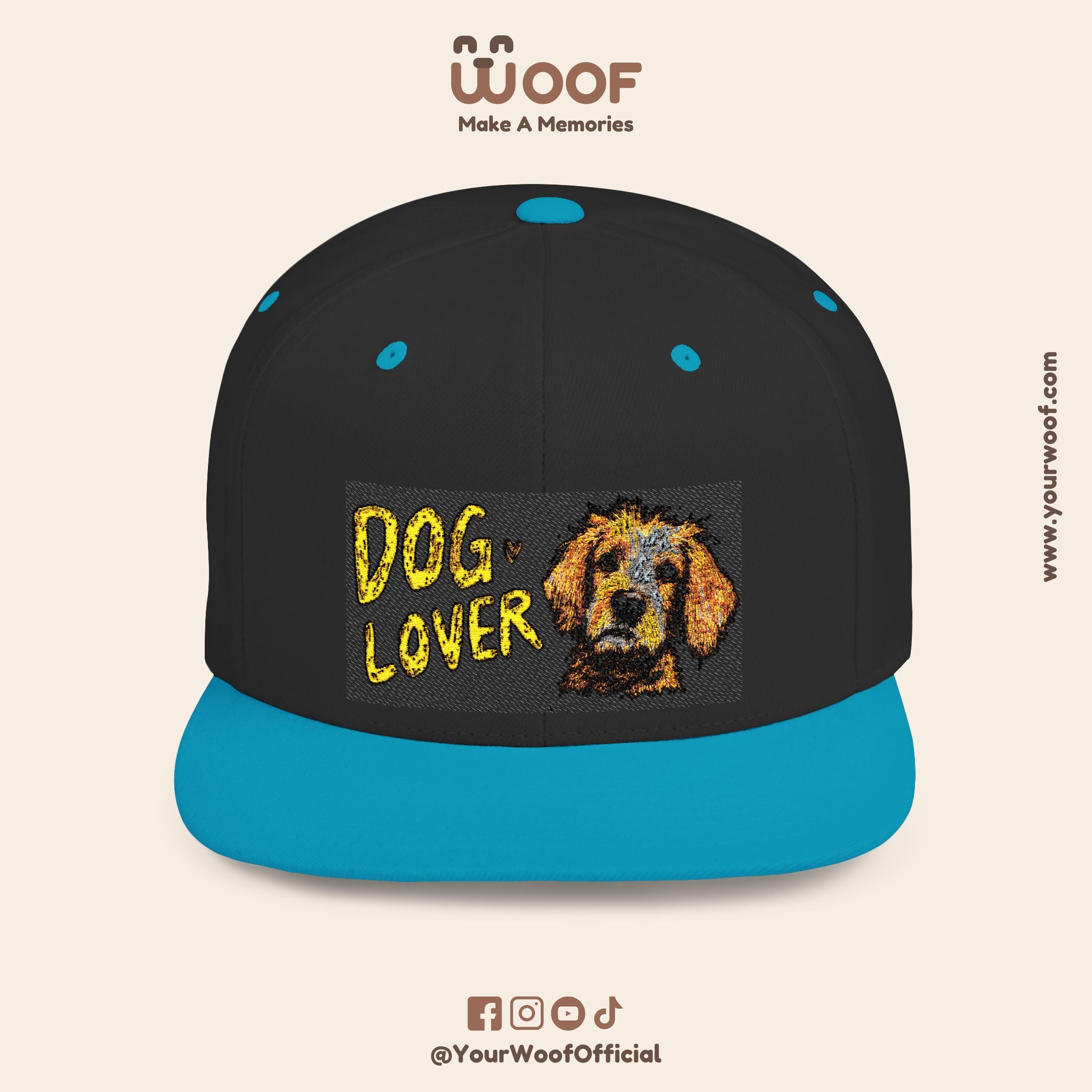 Dog Lover Flat Bill Snapback Hat, Casual Cap for Pet Owners, Dog Gift, Adjustable Hat, Fashion Accessory for Animal Lovers