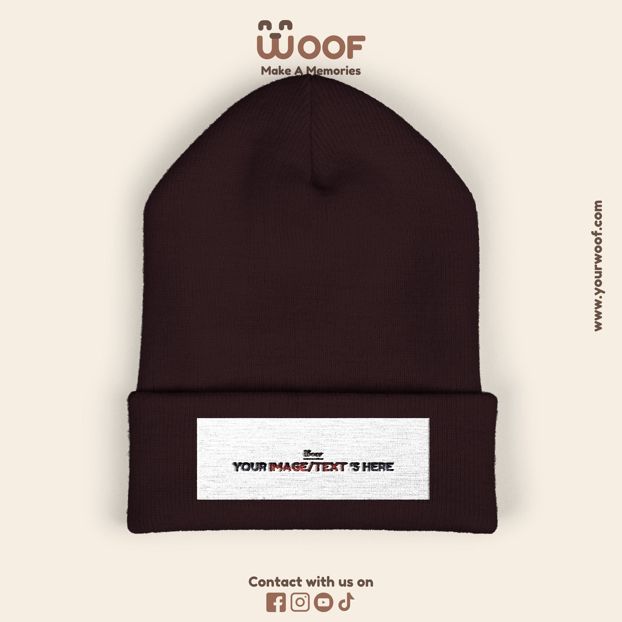 Classic Cuffed Beanie with 'Woof' Embroidery - Perfect for Dog Lovers, Winter Wear, Gift for Pet Owners, Cozy Accessory, Everyday Style