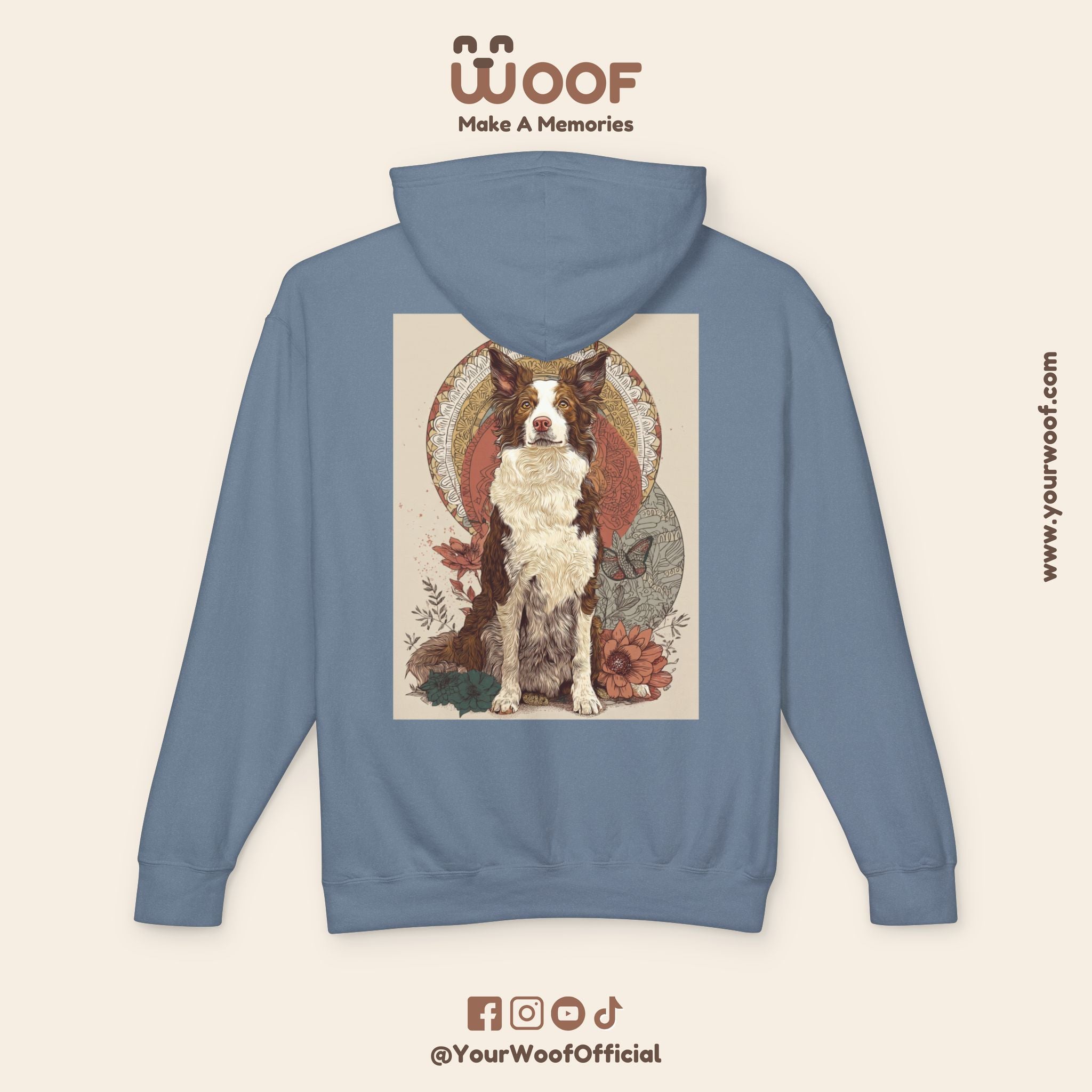 Vintage Dog Art Unisex Lightweight Hooded Sweatshirt - Pet Lover Gift, Nature-Inspired Apparel, Cozy Spring Layer, Dog-Themed Fashion