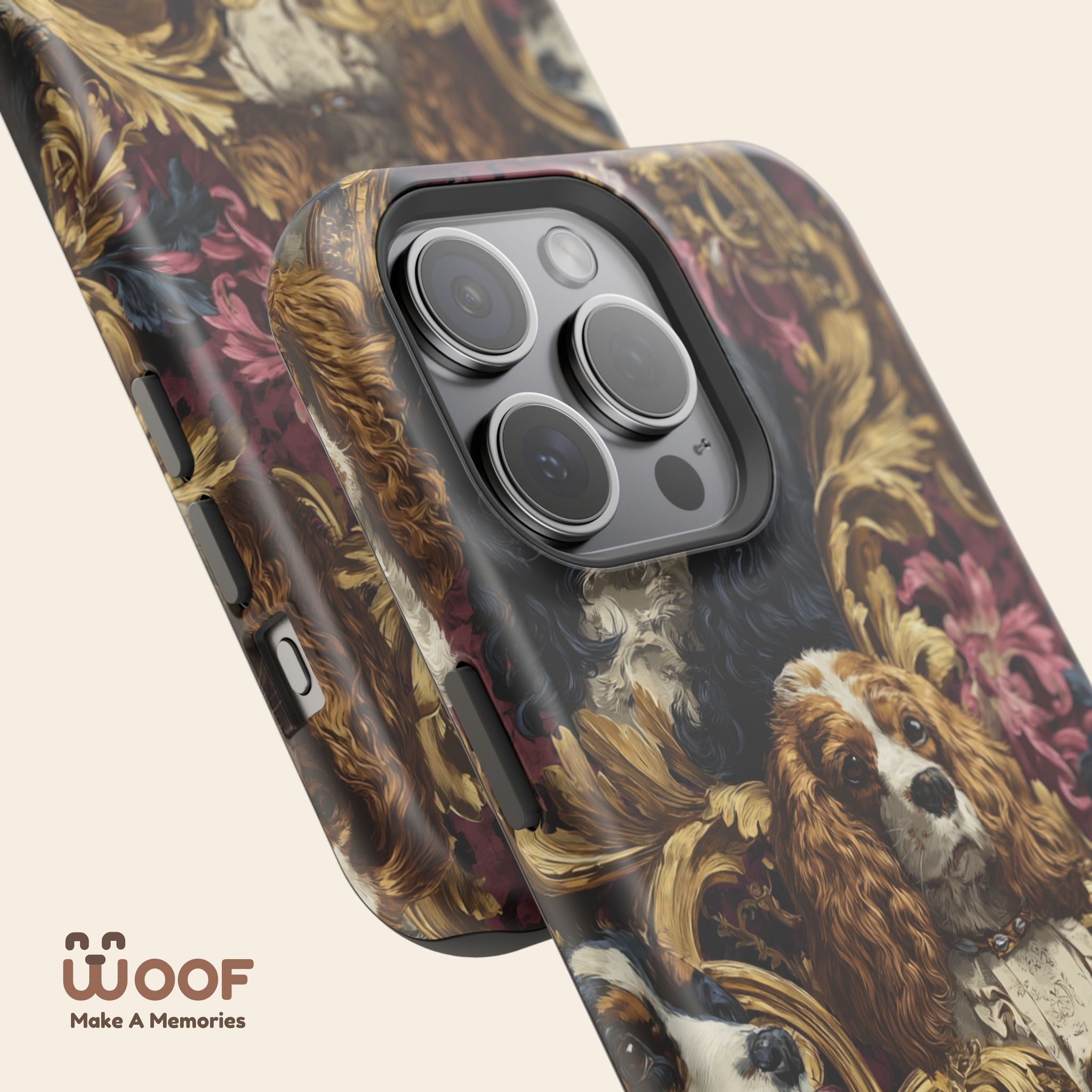 Elegant Pet Portrait Phone Case – Floral Design, Dog Lover Gift, Durable Phone Cover, Unique Art Case, Stylish Accessory