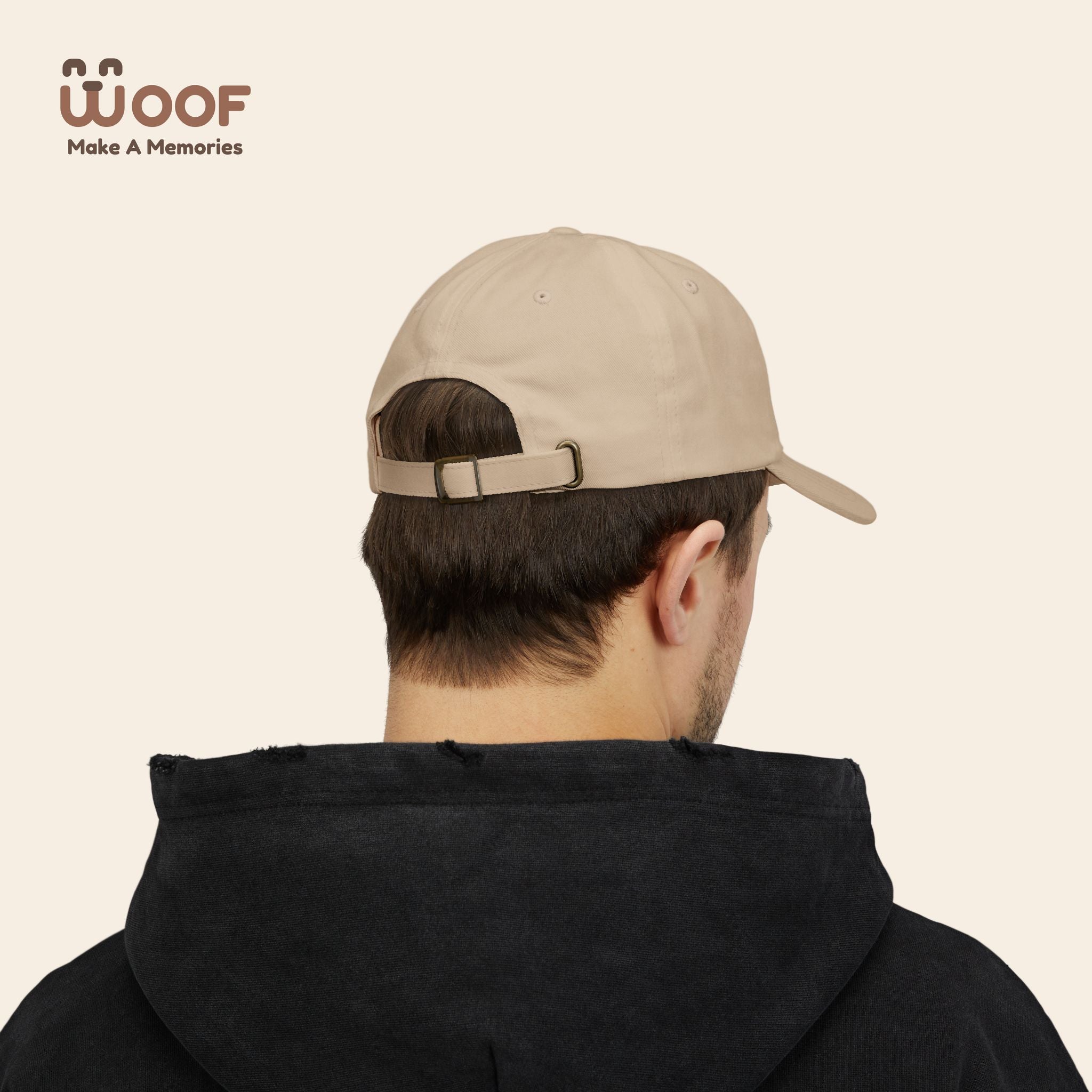 Classic Dad Cap with Woof Design, Adjustable Cap for Dog Lovers, Gift for Pet Owners, Casual Style Hat, Everyday Wear