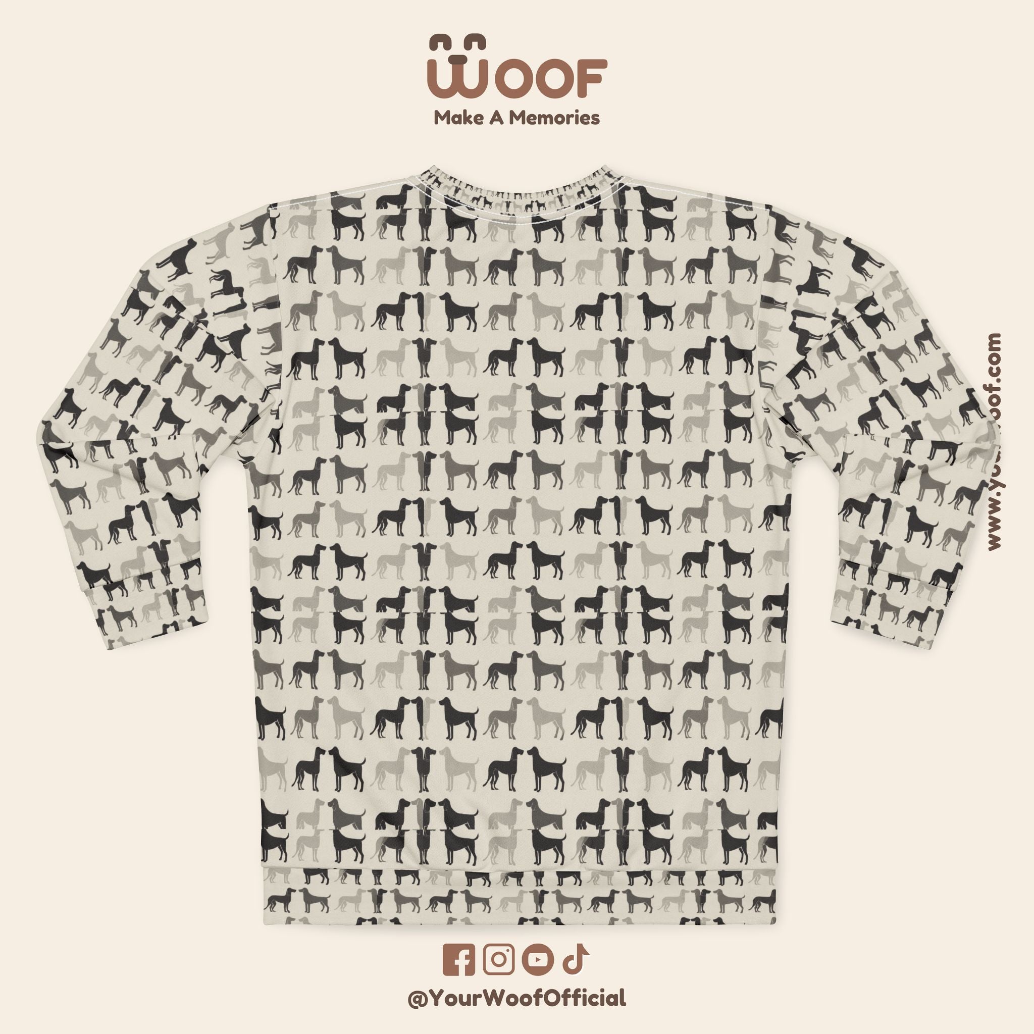 Stylish Dog Pattern Unisex Sweatshirt, Cozy Pet Lovers Apparel, Great for Gifts, Casual Wear, Animal Print Sweatshirt